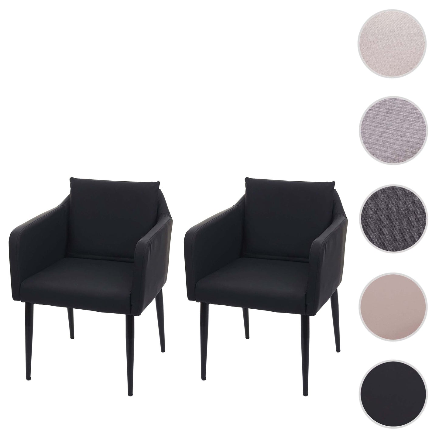 Cosmo Casa - Set van 2 Eetkamerstoelen - Keukenstoel Fauteuil - Imitatieleer - Zwart