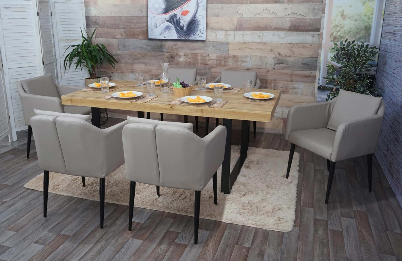 Cosmo Casa - Set van 2 Eetkamerstoelen - Keukenstoel Fauteuil - Kunstleer - Taupegrijs