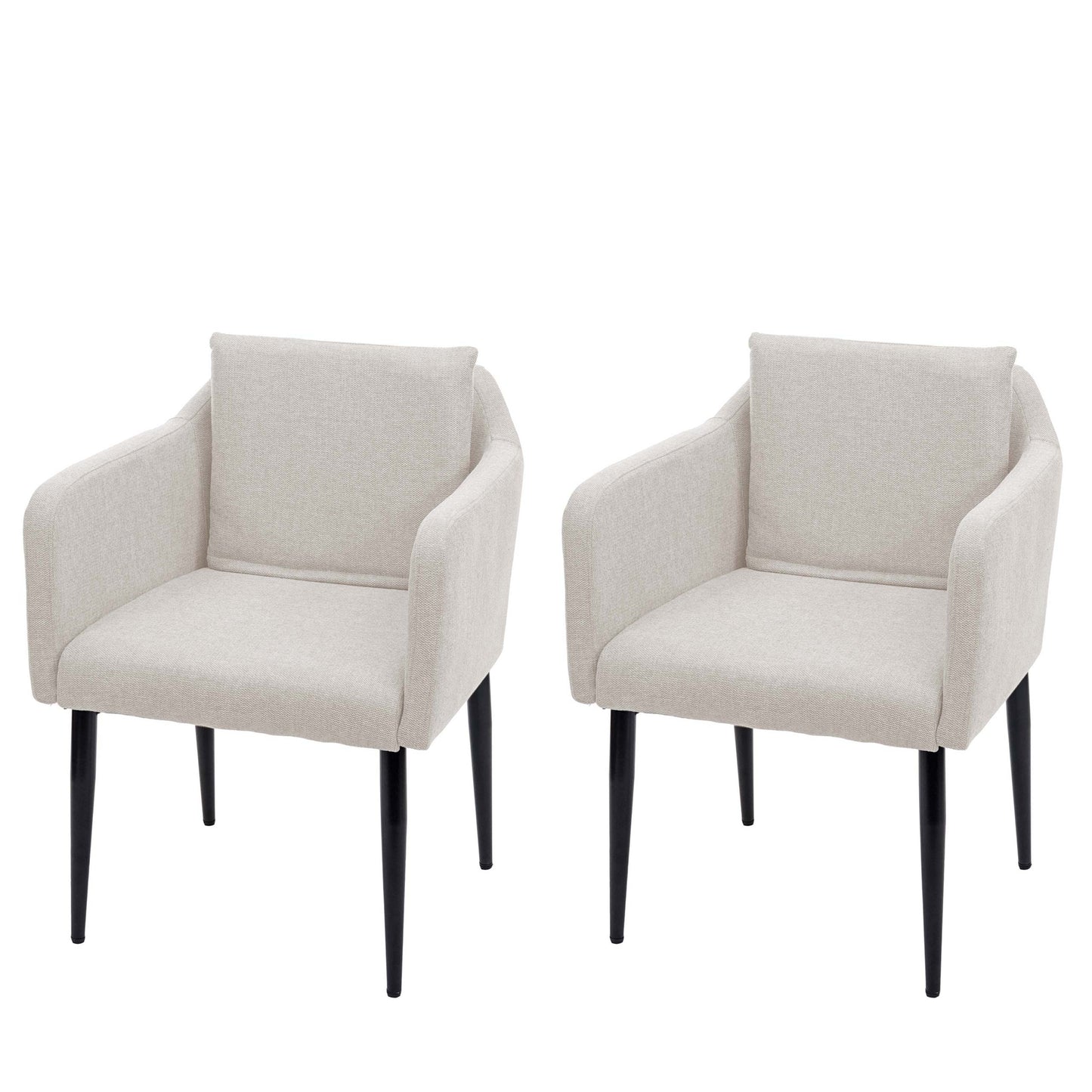 Cosmo Casa - Set van 2 Eetkamerstoelen - Keukenstoel Fauteuil - Stoftextiel - Crèmebeige