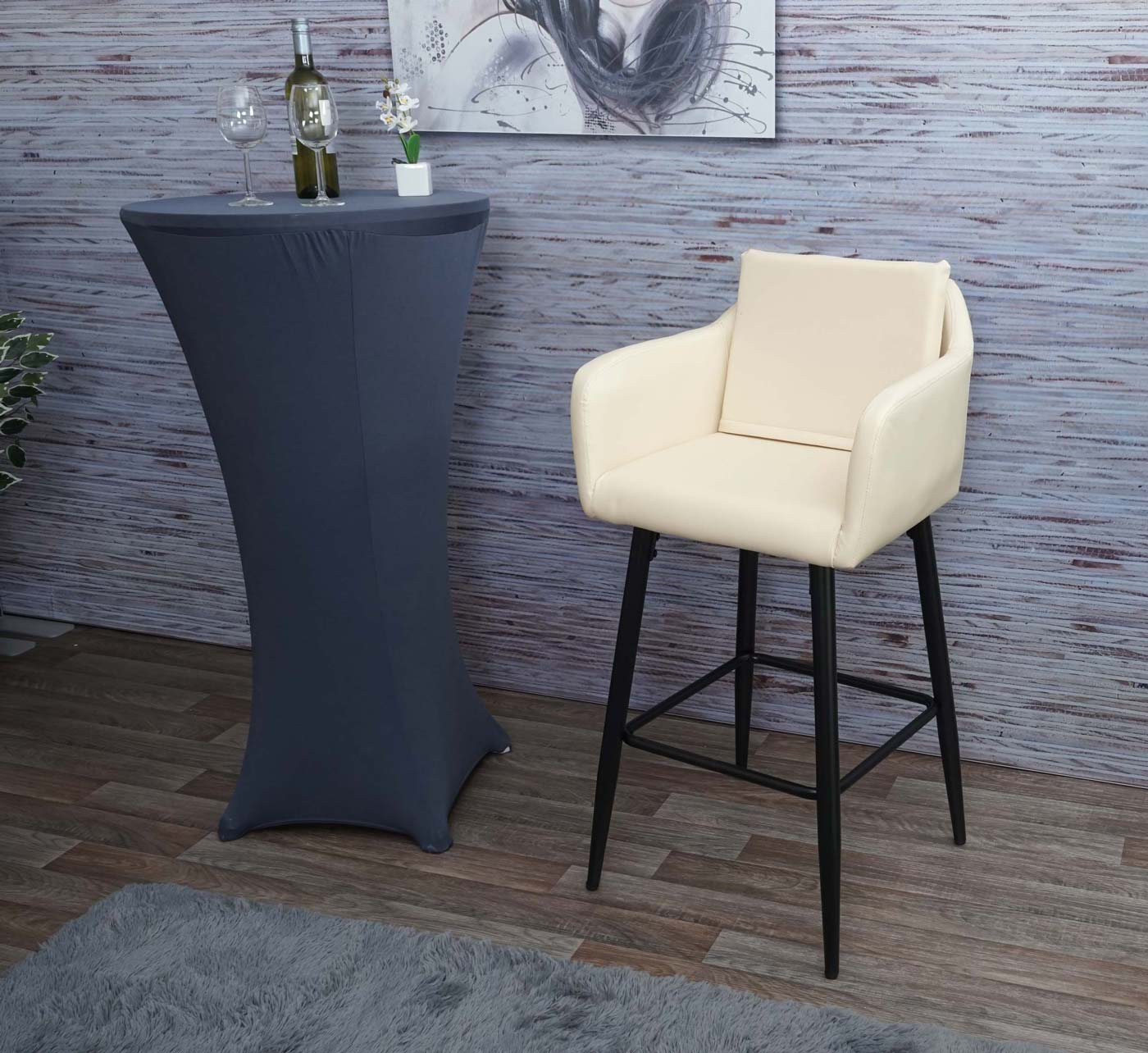 Cosmo Casa - Barkruk - Barstoel met Voetensteun - Imitatieleer - Crèmebeige