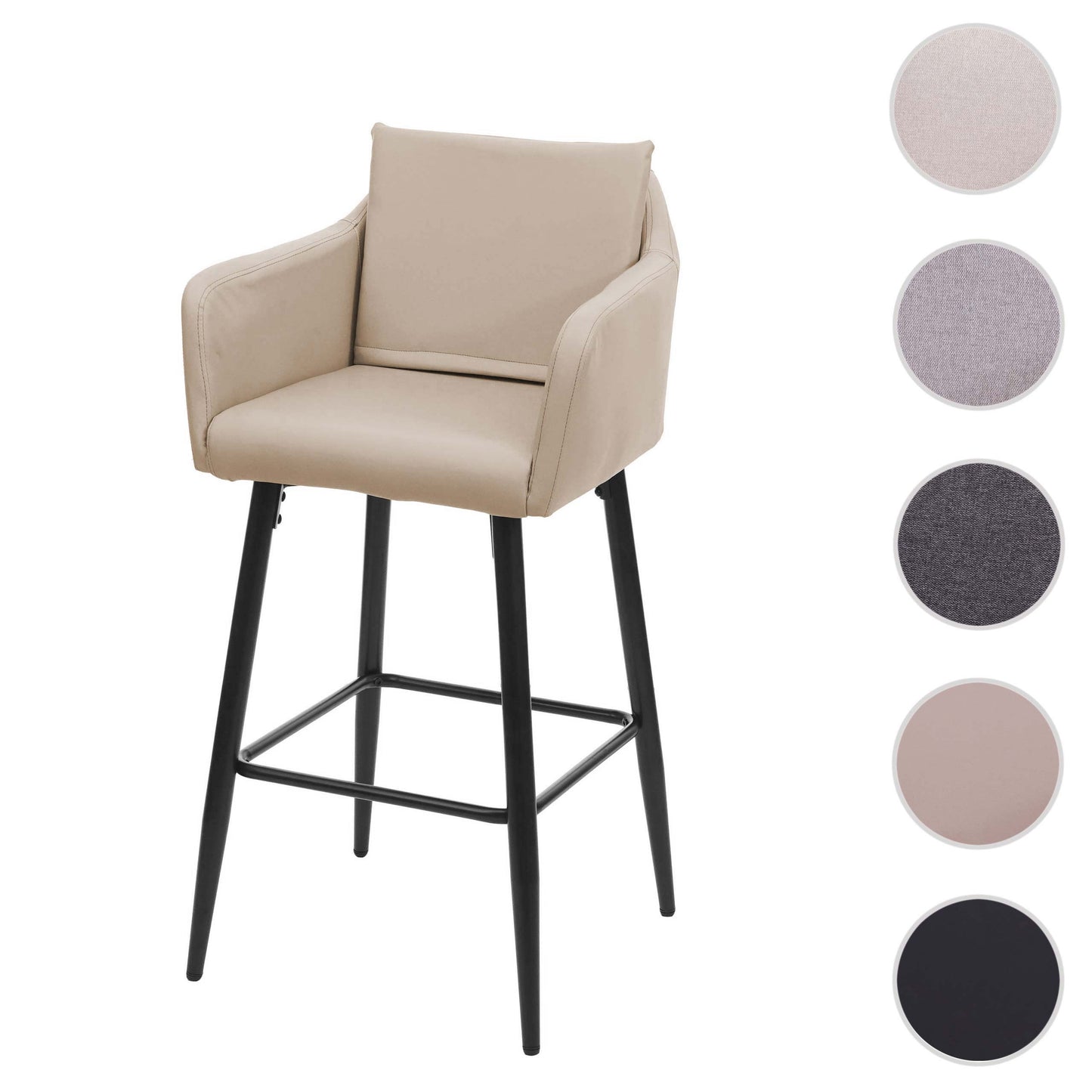 Cosmo Casa - Barkruk - Barstoel met Voetensteun - Imitatieleer - Taupebeige