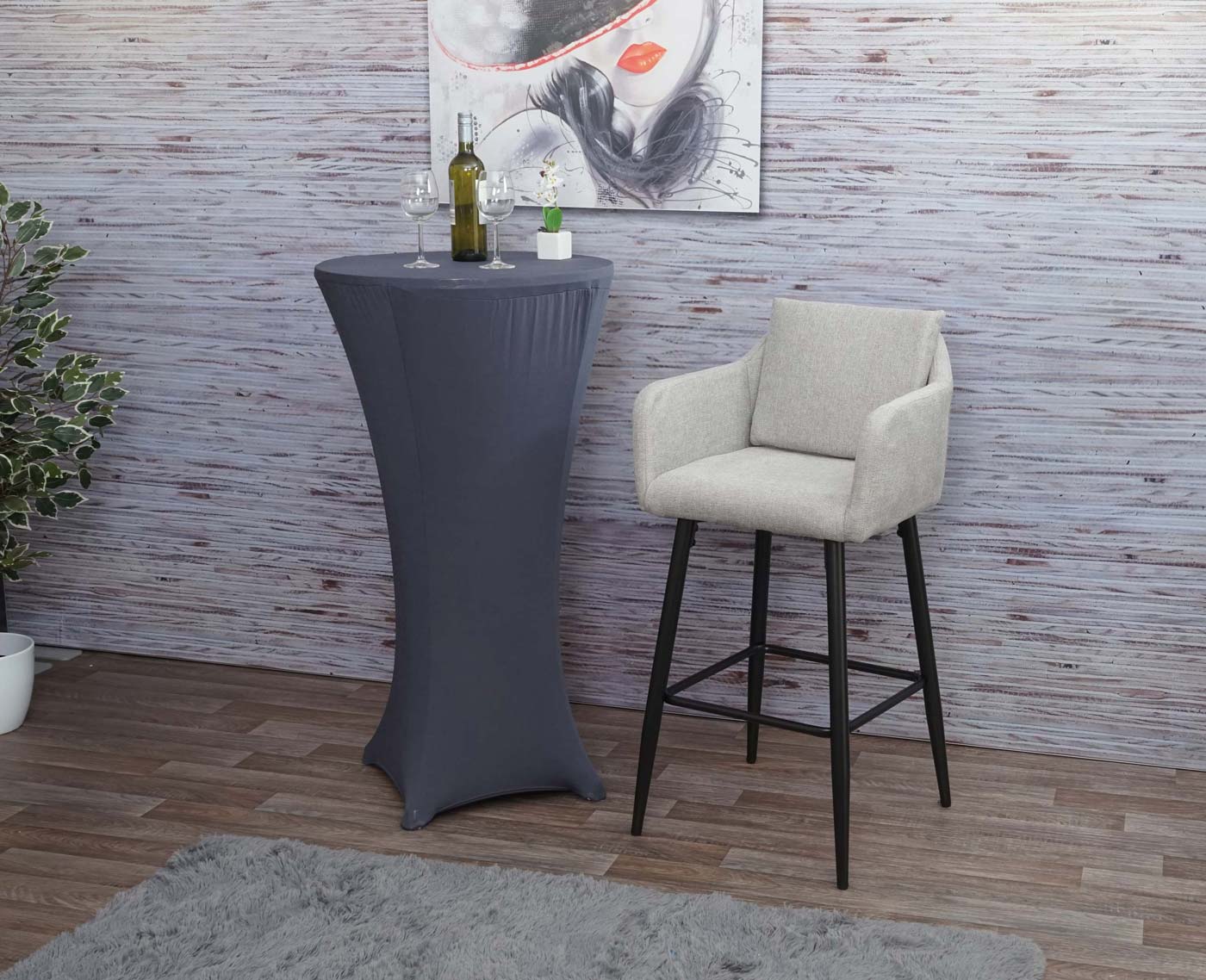 Cosmo Casa - Barkruk - Barstoel met Voetensteun - Textiel - Lichtgrijs