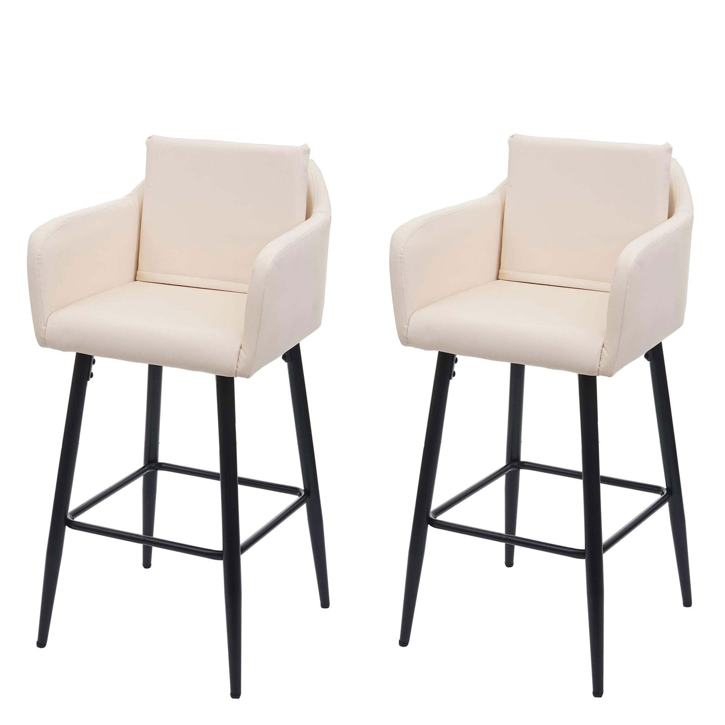 Cosmo Casa - Set van Barkrukken - Barstoelen met Voetensteun - Imitatieleer - Crèmebeige