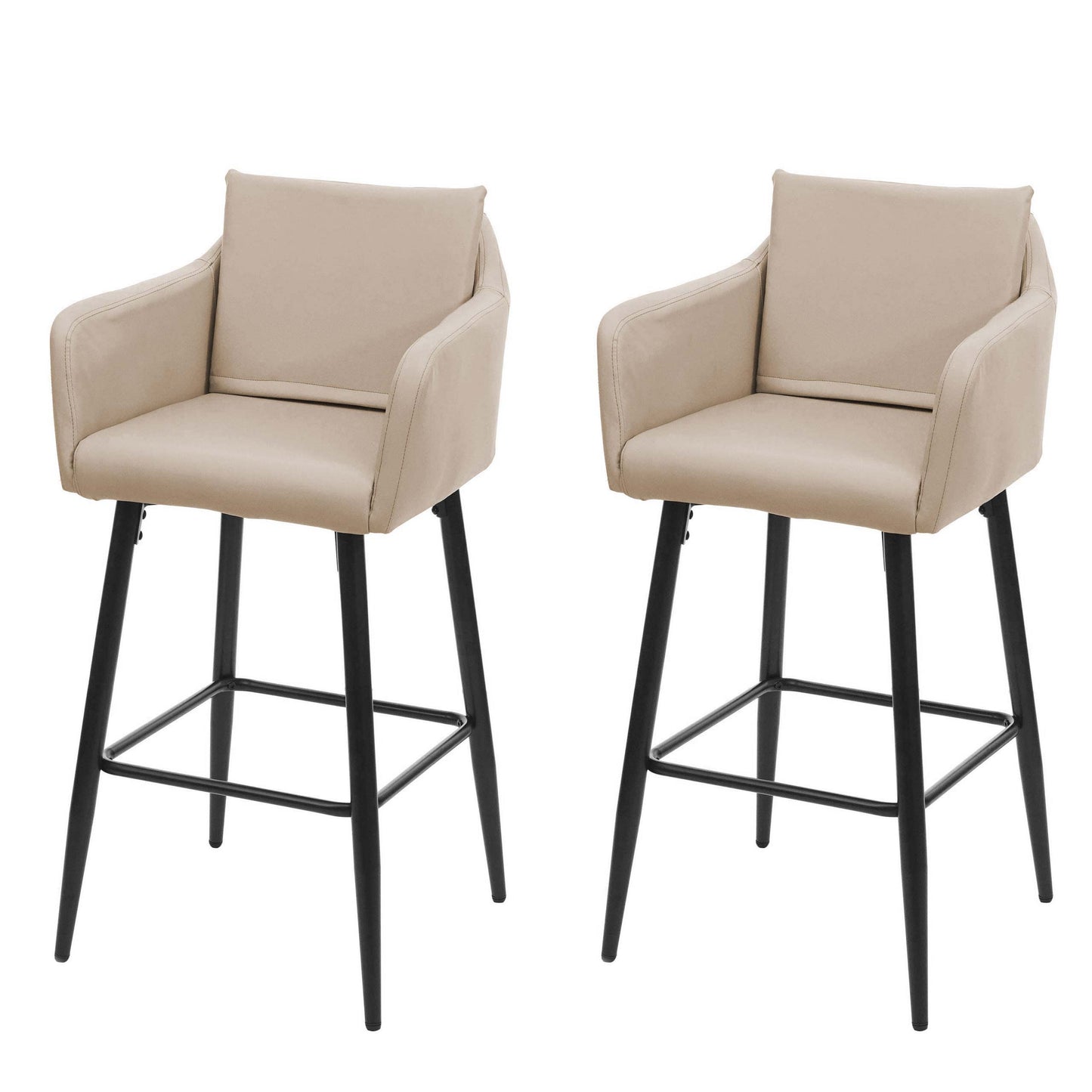 Cosmo Casa - Set van Barkrukken - Barstoelen met Voetensteun - Imitatieleer - Taupebeige