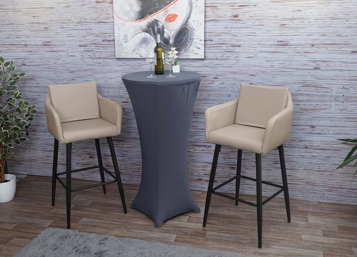 Cosmo Casa - Set van Barkrukken - Barstoelen met Voetensteun - Imitatieleer - Taupebeige