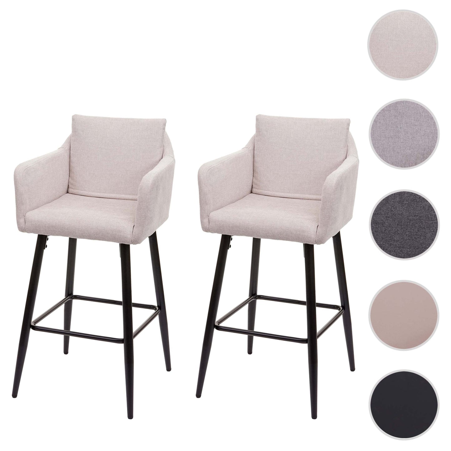 Cosmo Casa - Set van Barkrukken - Counterkrukken met Voetensteun - Textiel - Crèmebeige