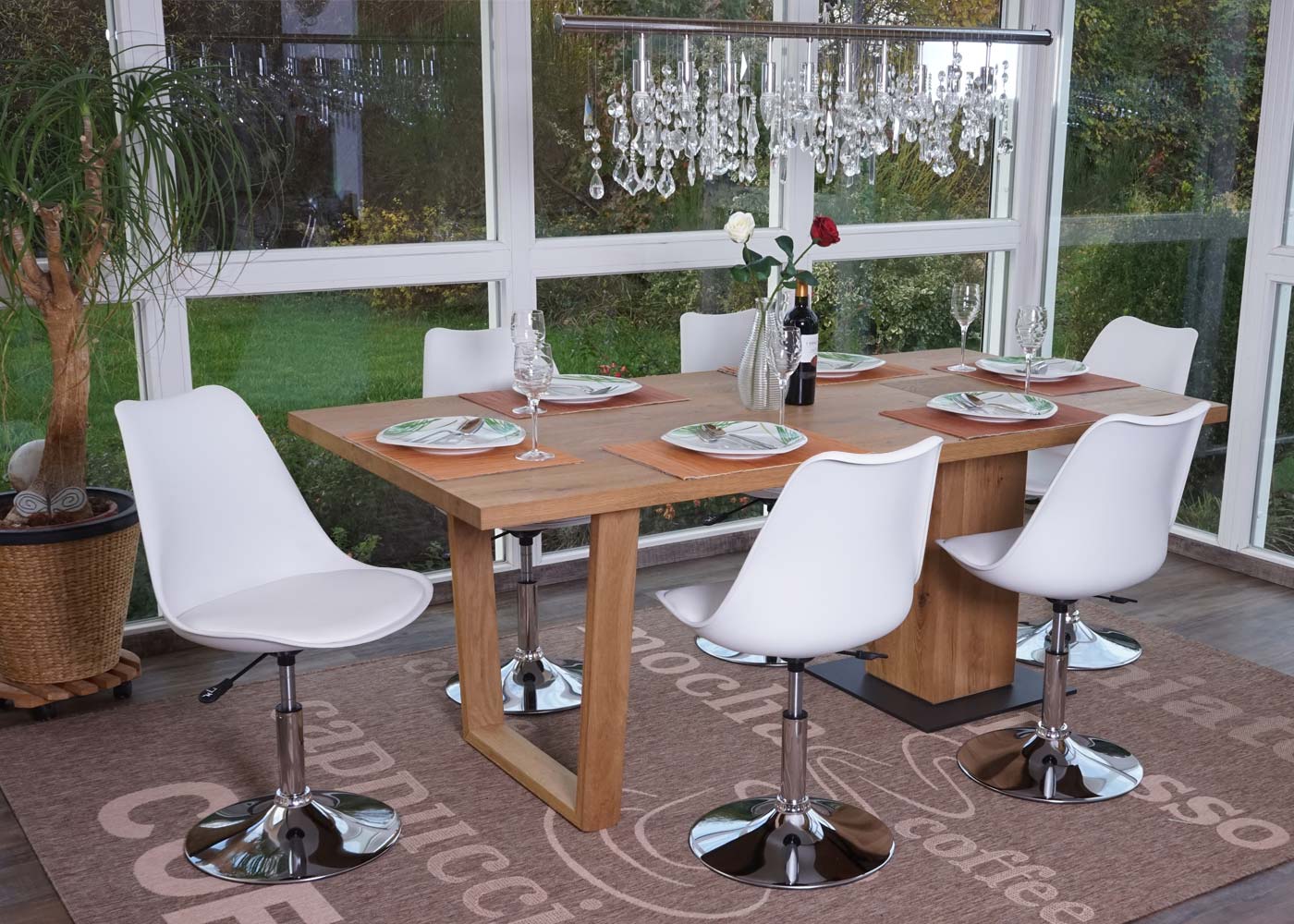 Cosmo Casa - Eetkamerstoel - Draaistoel met Verstelbare Hoogte - Kunstleer - Wit