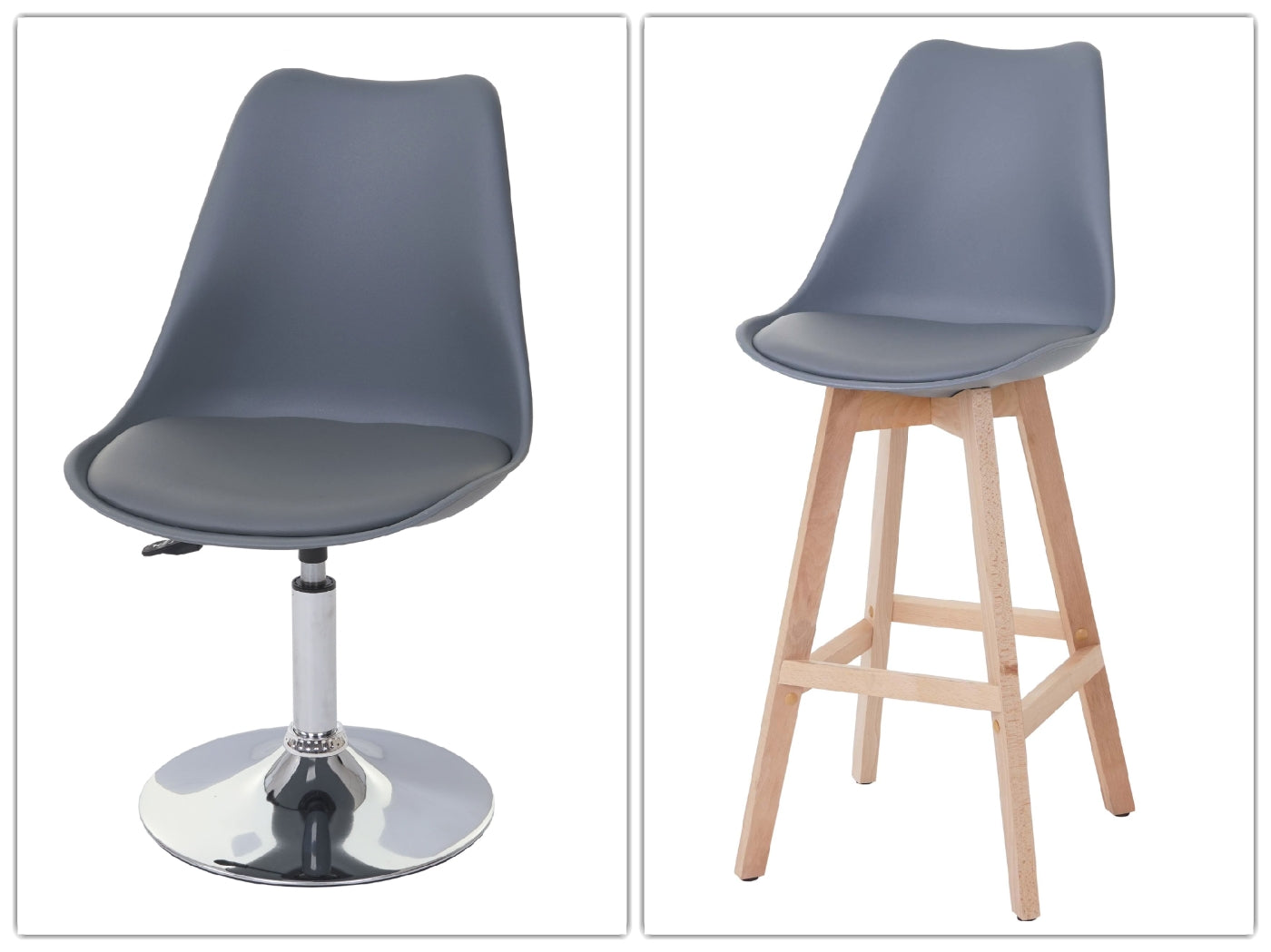 Cosmo Casa - Eetkamerstoel - Draaistoel met Verstelbare Hoogte - Kunstleer - Donkergrijs