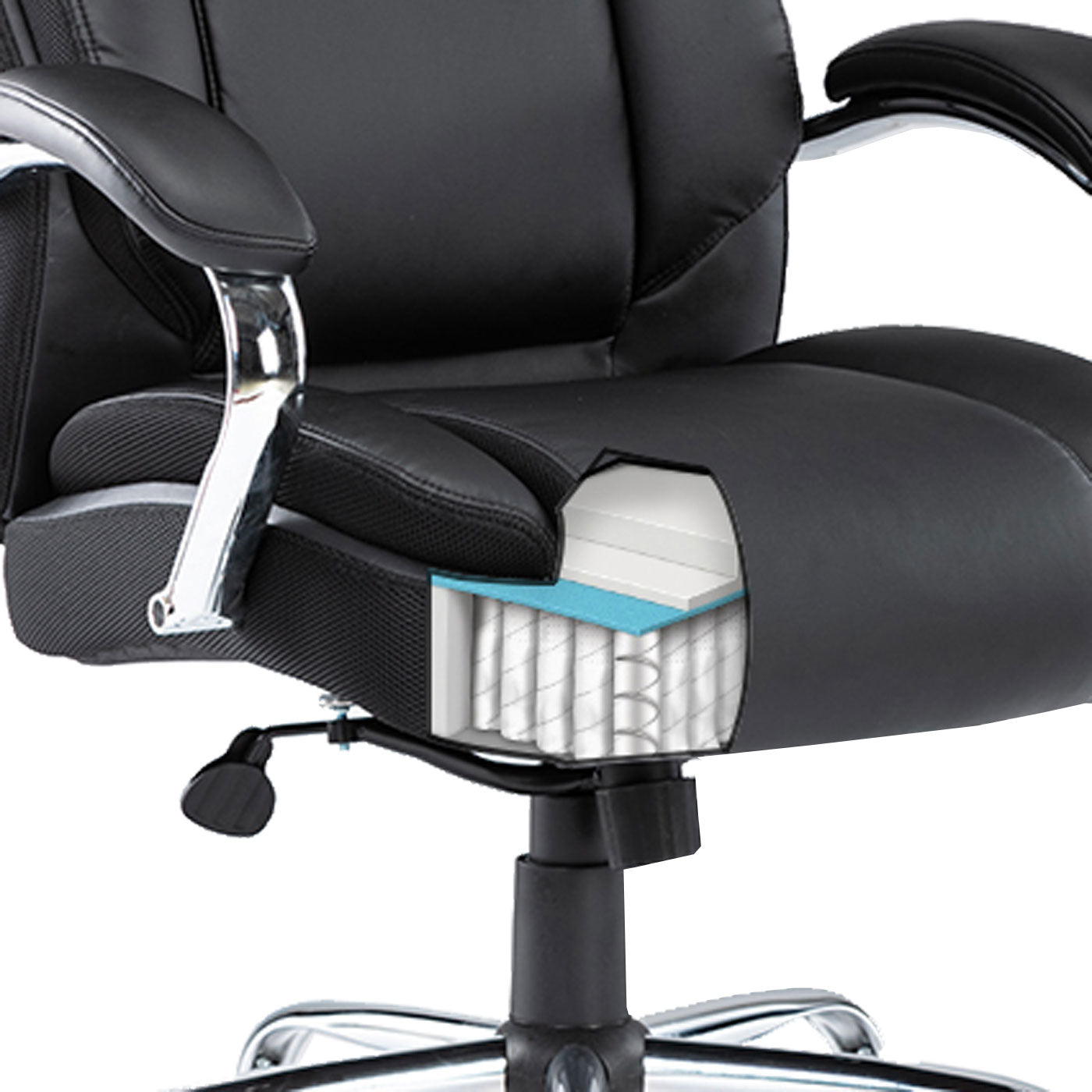 Cosmo Casa - Bureaustoel XXL - Belastbaar tot 220 kg - Kunstleer - Zwart