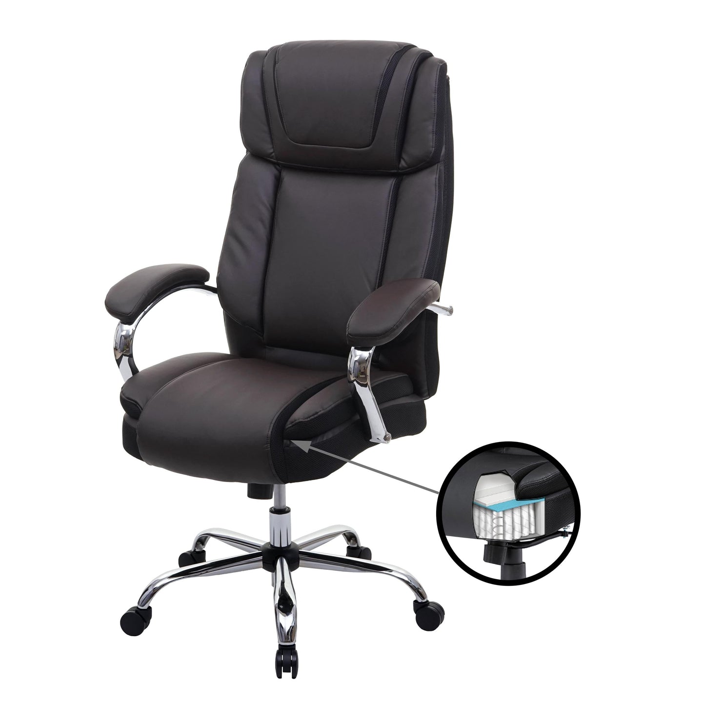 Cosmo Casa - Bureaustoel XXL - Belastbaar tot 220 kg - Kunstleer - Bruin