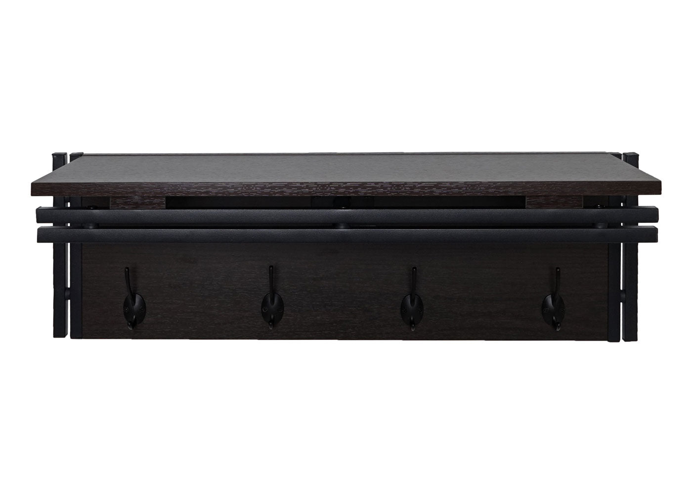 Cosmo Casa - Wandkapstok - Met 4 haken - Hout - Donkerbruin - 75x24x24cm