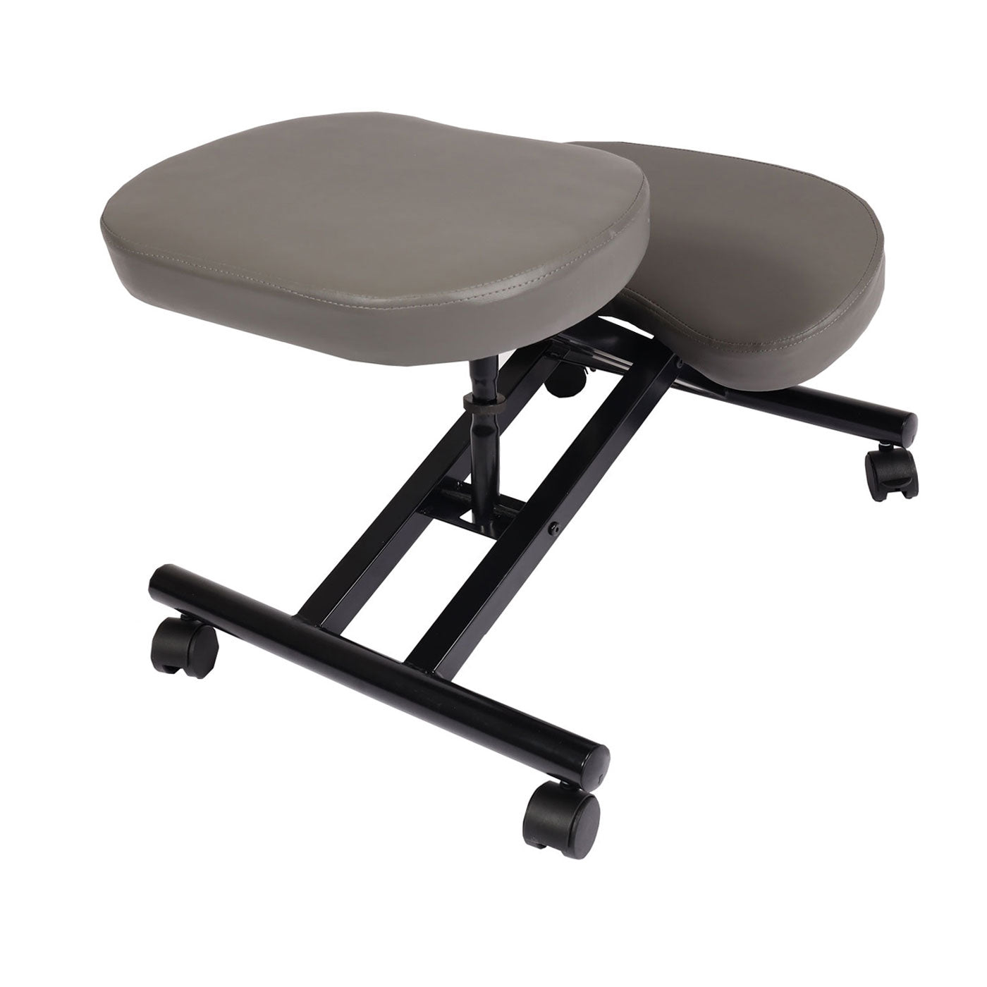 Cosmo Casa - Kniestoel - Ergonomisch - Zadelkruk - Kunstleer - Metaal - Grijs