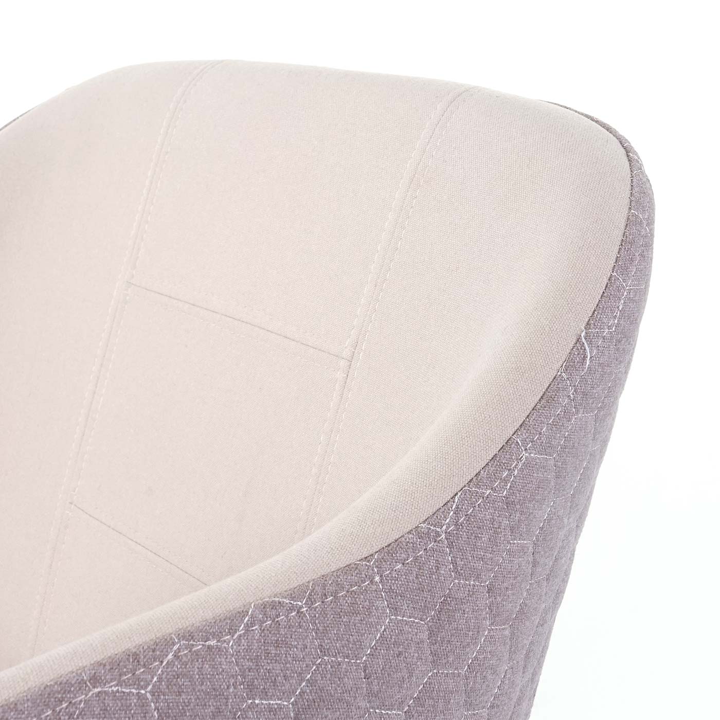 Cosmo Casa - Eetkamerstoel - Retrodesign Keukenstoel - Armleuningen Stoftextiel - Crèmebeige