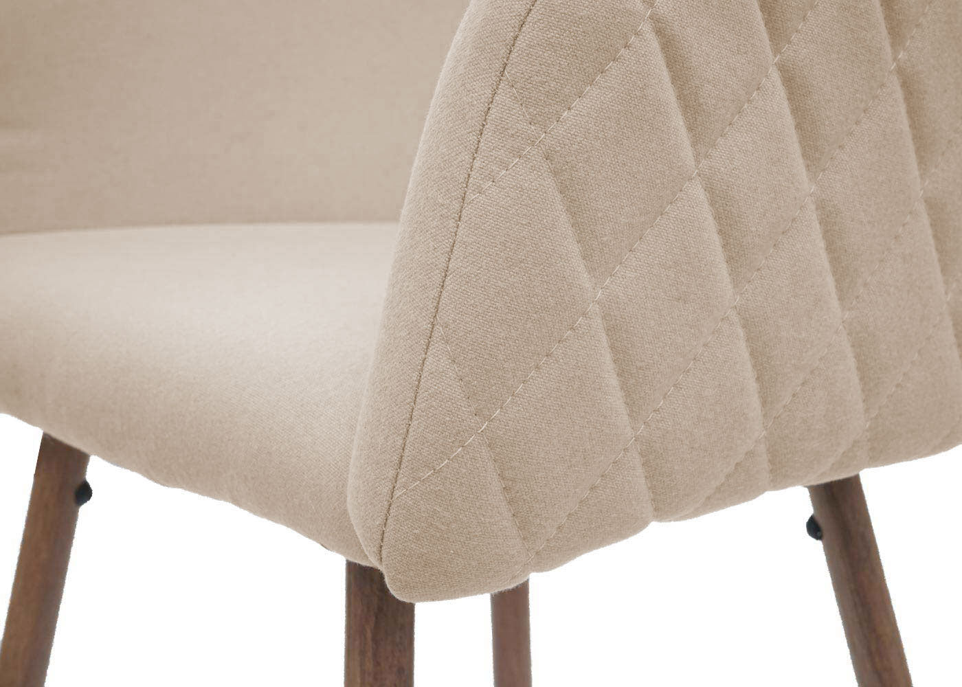 Cosmo Casa - Set van 2 Barkrukken - Barkruk - Keukenkruk met Rugleuning - Metaal Houtlook - Stoftextiel - Crème Beige