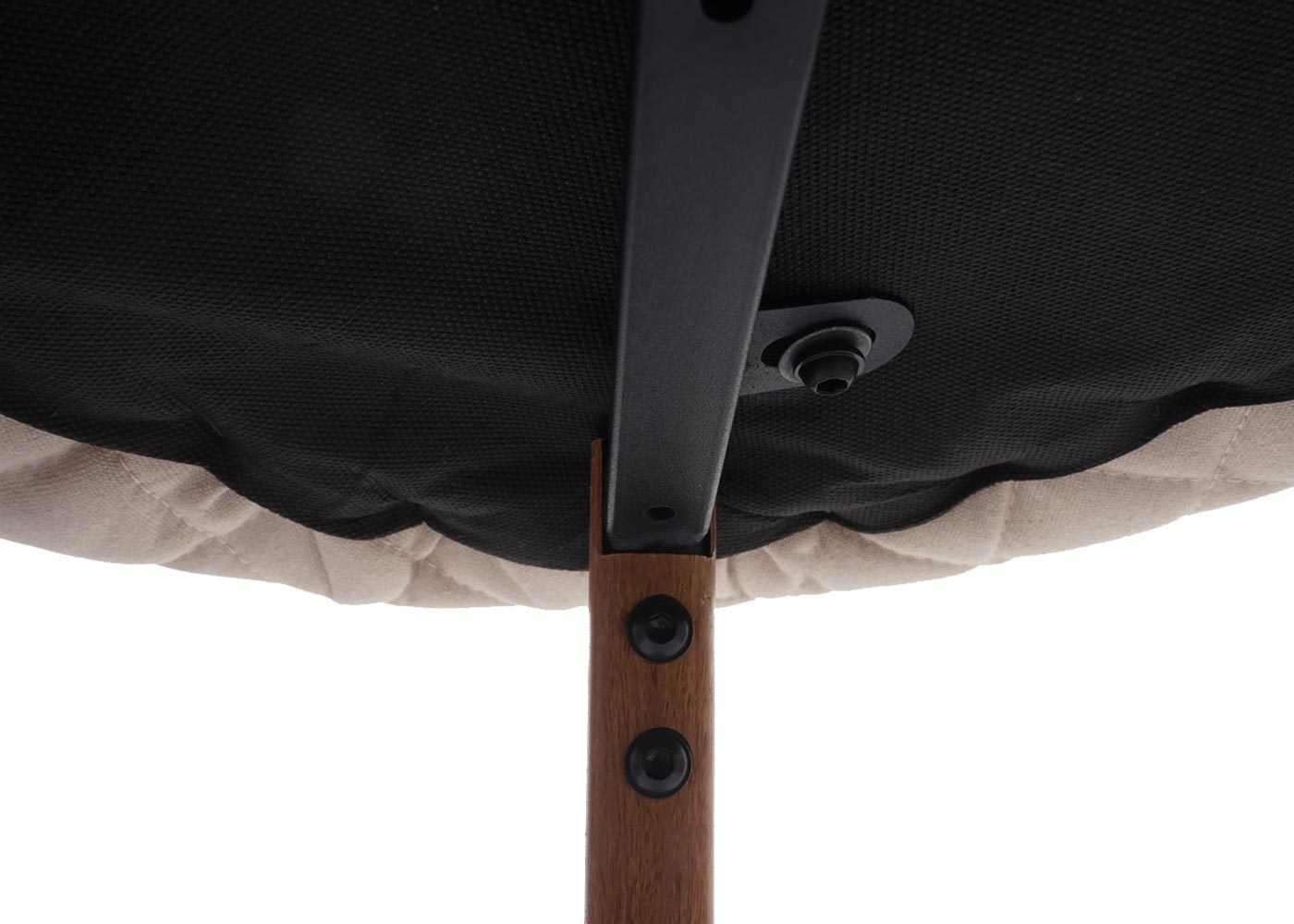 Cosmo Casa - Set van 2 Barkrukken - Barkruk - Keukenkruk met Rugleuning - Metaal Houtlook - Stoftextiel - Crème Beige