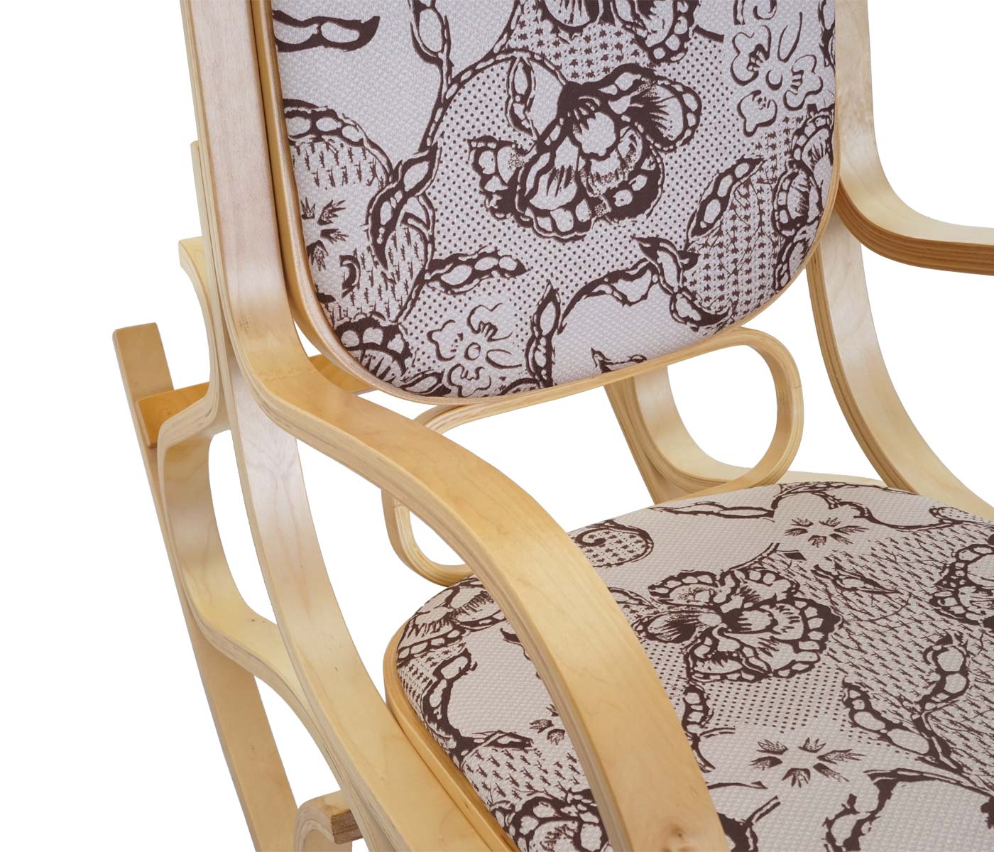 Cosmo Casa - Schommelstoel - TV-Stoel met Armleuningen - Massief Hout - Eikenlook - Jacquard Bruin