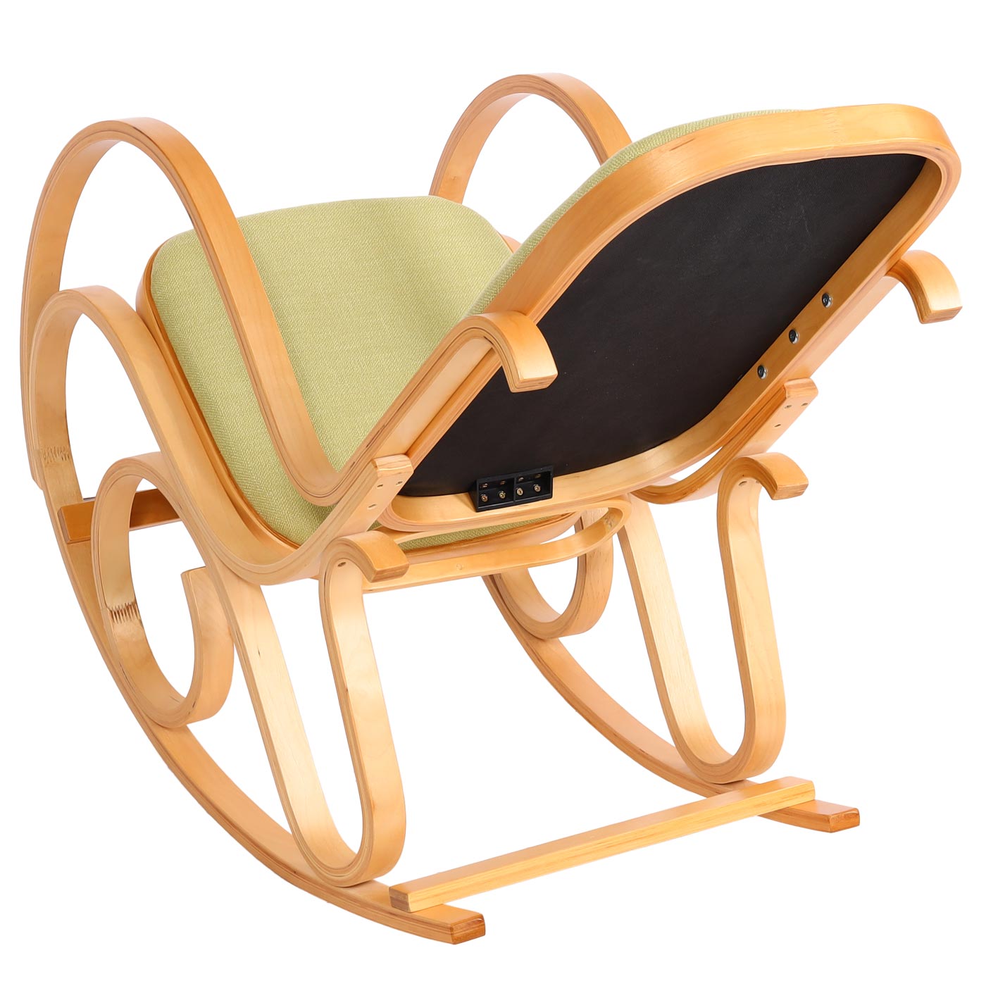 Cosmo Casa - Schommelstoel - TV-Stoel met Armleuningen - Massief Hout - Eikenlook - Groen