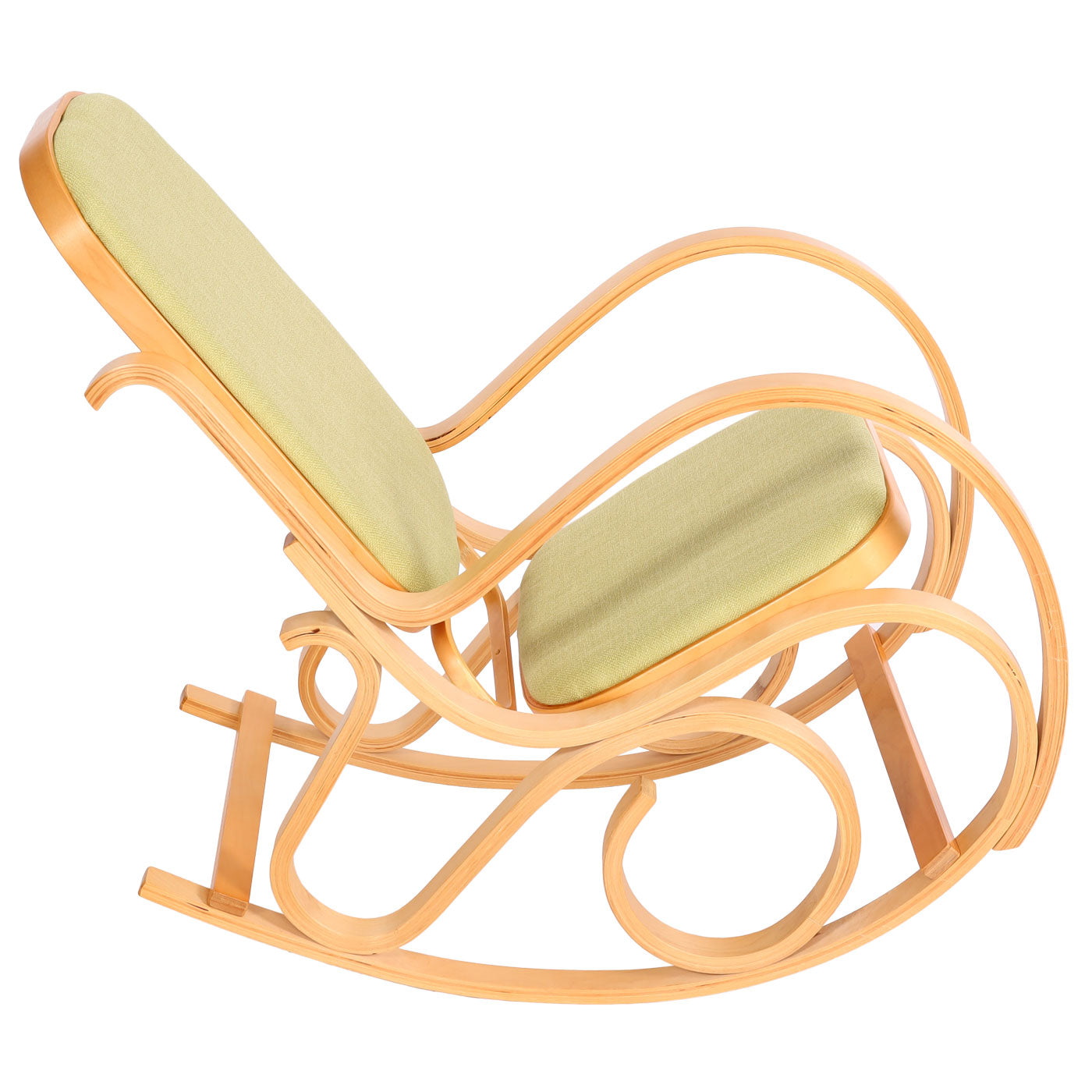 Cosmo Casa - Schommelstoel - TV-Stoel met Armleuningen - Massief Hout - Eikenlook - Groen