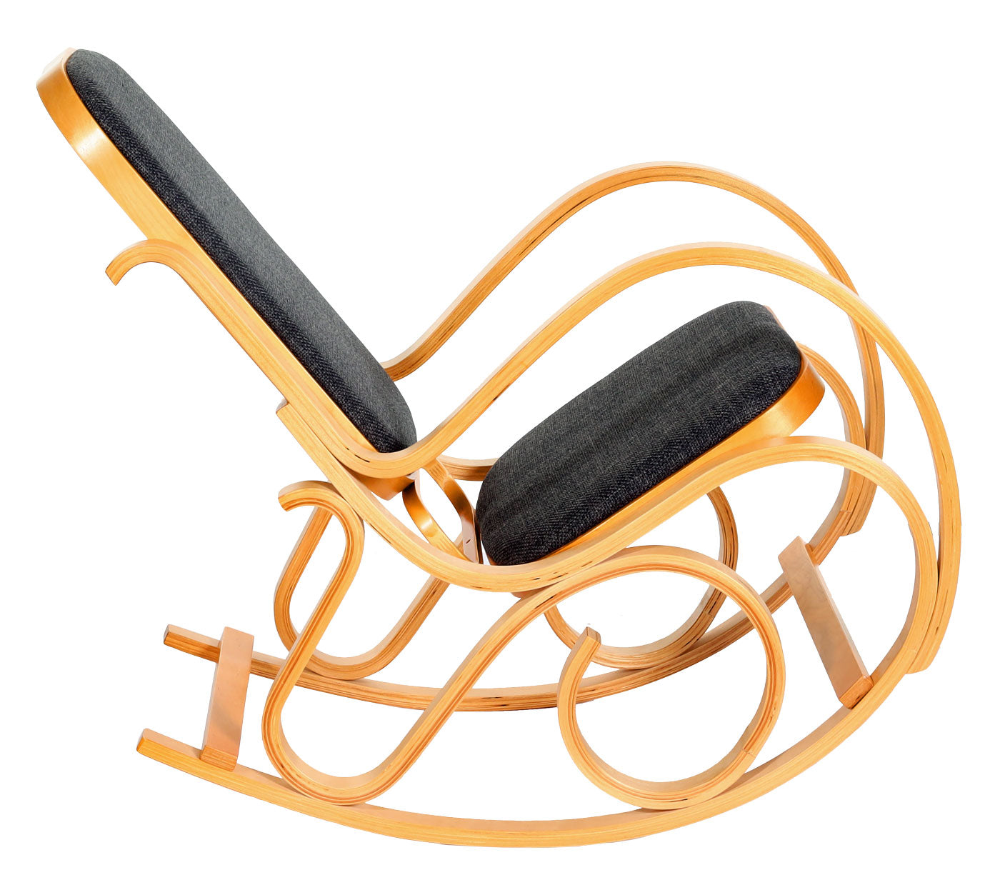 Cosmo Casa - Schommelstoel - TV-Stoel met Armleuningen - Massief Hout - Eikenlook - Antracietgrijs