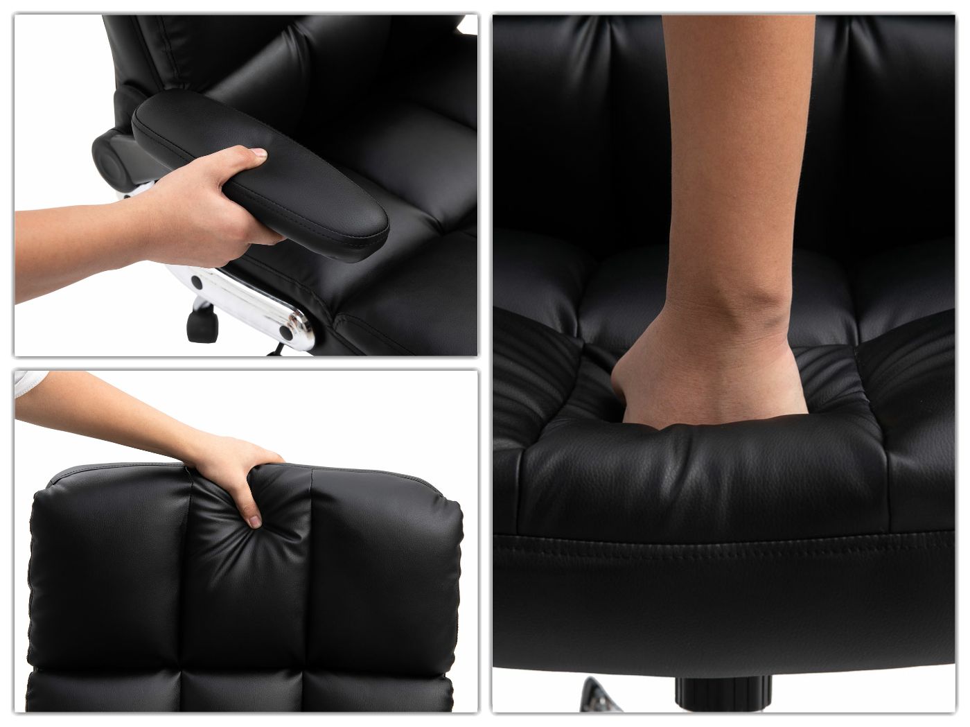 Cosmo Casa - Bureaustoel - Directiestoel - Draaistoel - In Hoogte Verstelbaar - Zwart Imitatieleer