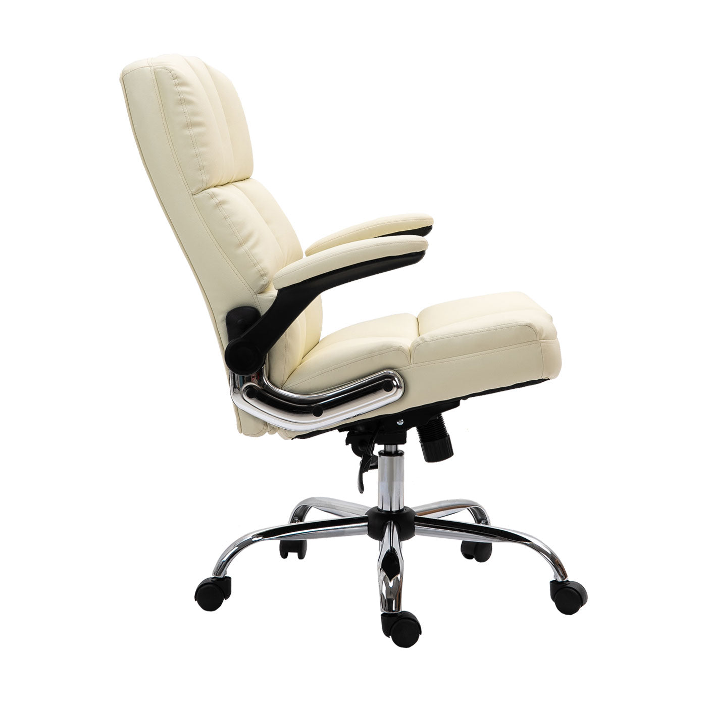 Cosmo Casa - Bureaustoel - Directiestoel - In Hoogte Verstelbaar - Crèmekleurig Kunstleer