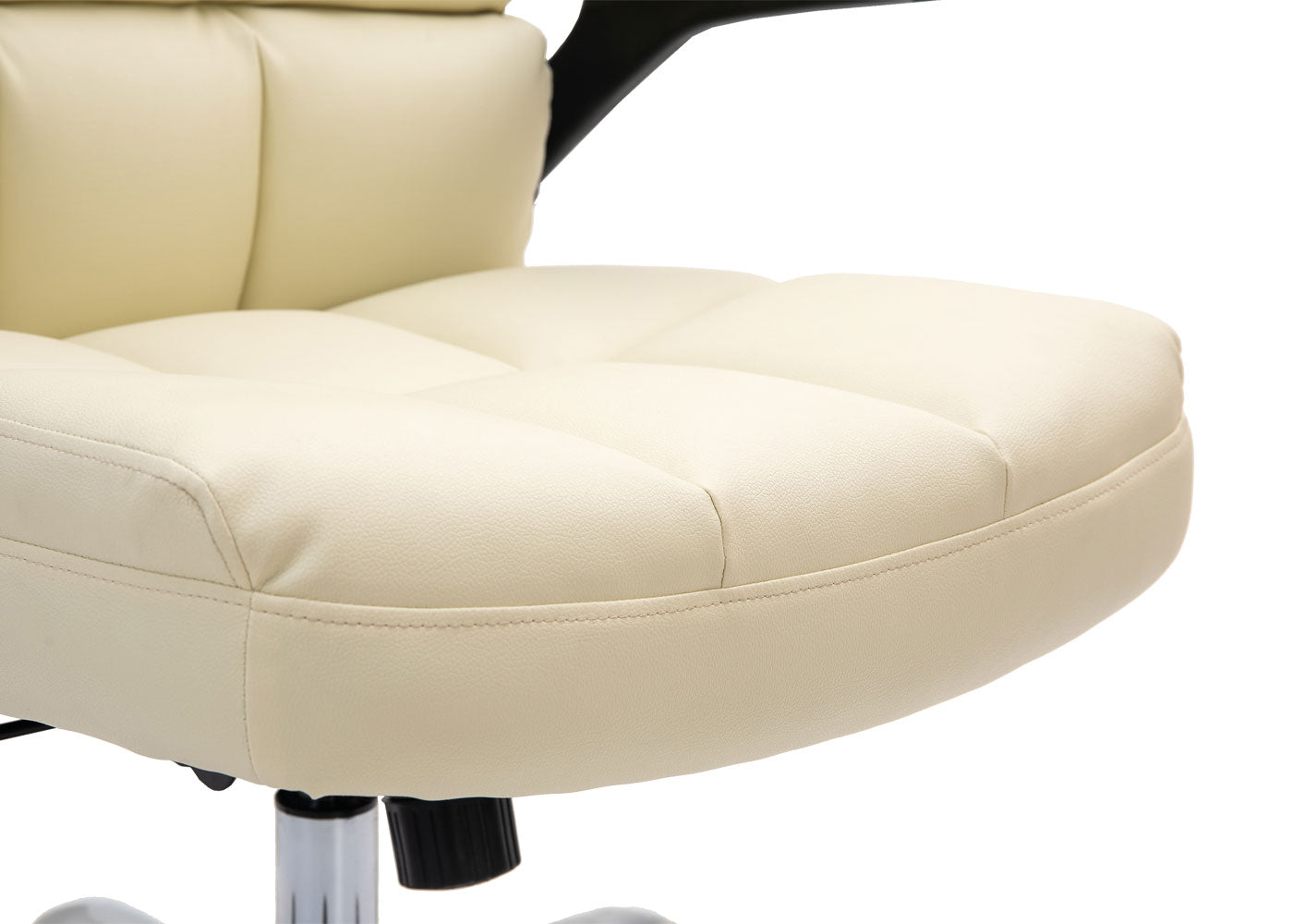 Cosmo Casa - Bureaustoel - Directiestoel - In Hoogte Verstelbaar - Crèmekleurig Kunstleer