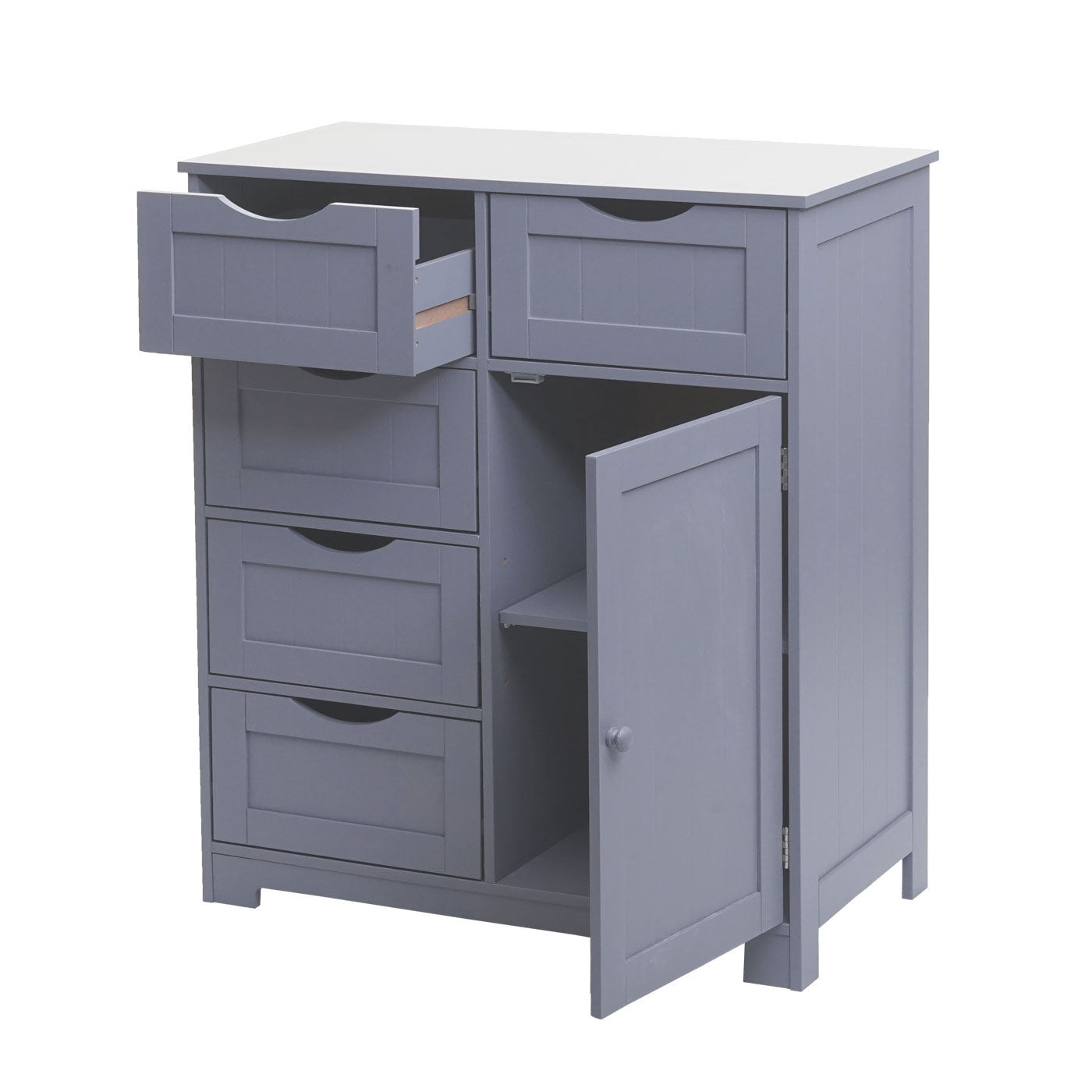 Cosmo Casa - Ladekast - 5 Laden en 1 Deur - 80x70x35cm - Grijs