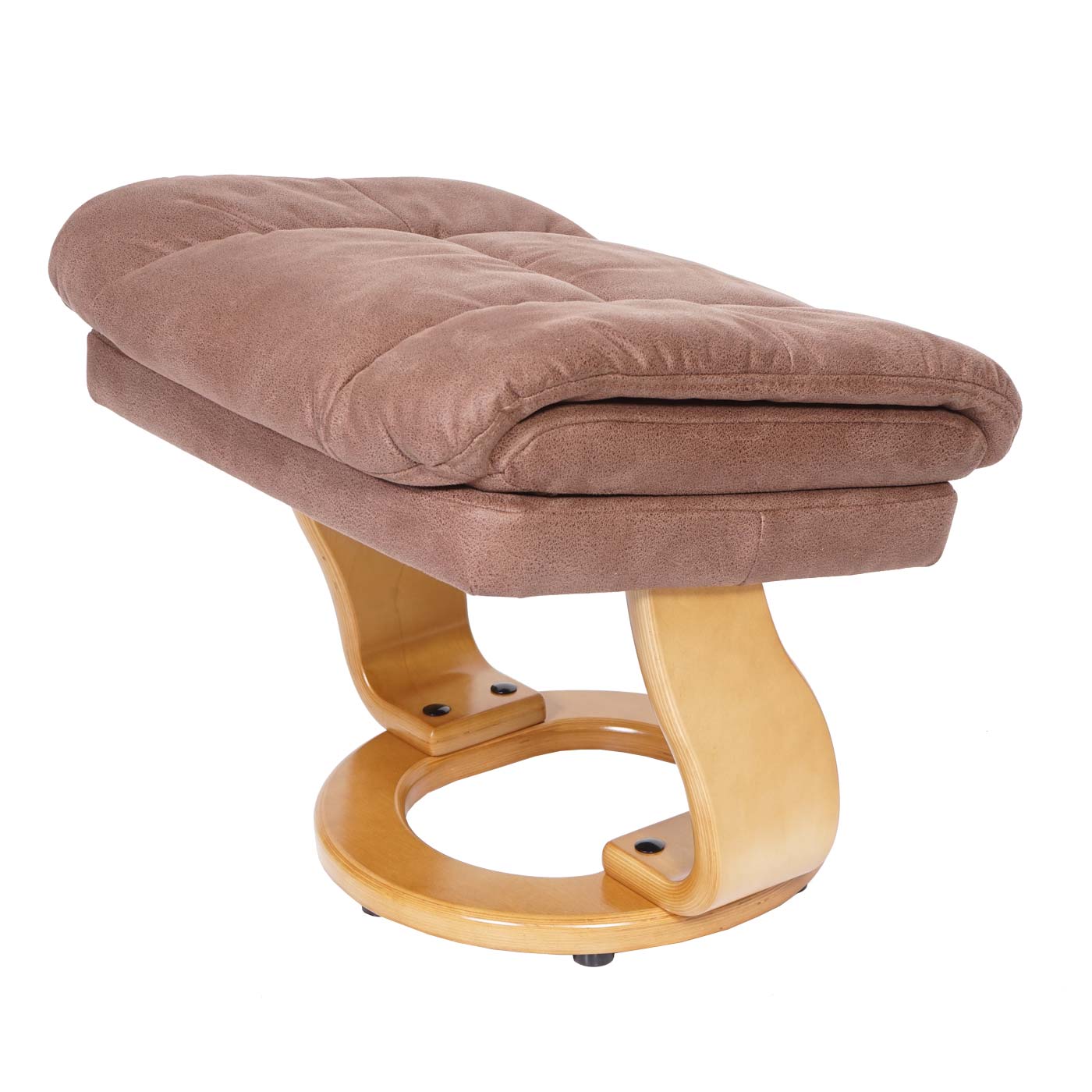 Cosmo Casa - Relaxstoel XXL - Met kruk - Textiel - Bruin - Frame naturel
