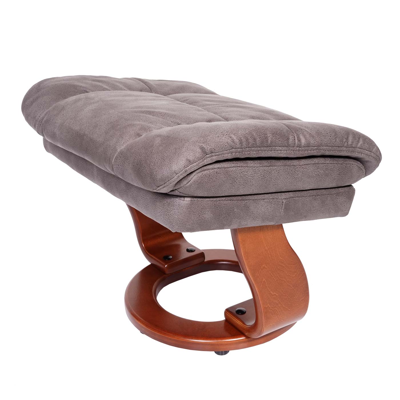 Cosmo Casa - Relaxstoel XXL - Met kruk - Textiel - Donkergrijs - Frame walnootlook
