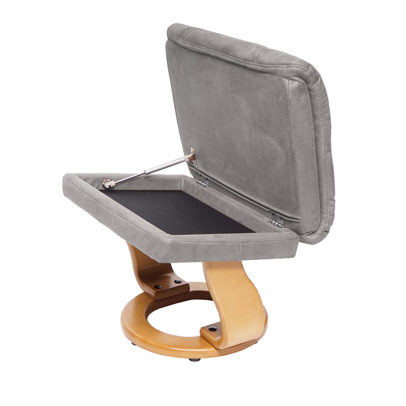 Cosmo Casa - Relaxstoel XXL - Met kruk - Textiel - Lichtgrijs - Frame naturel