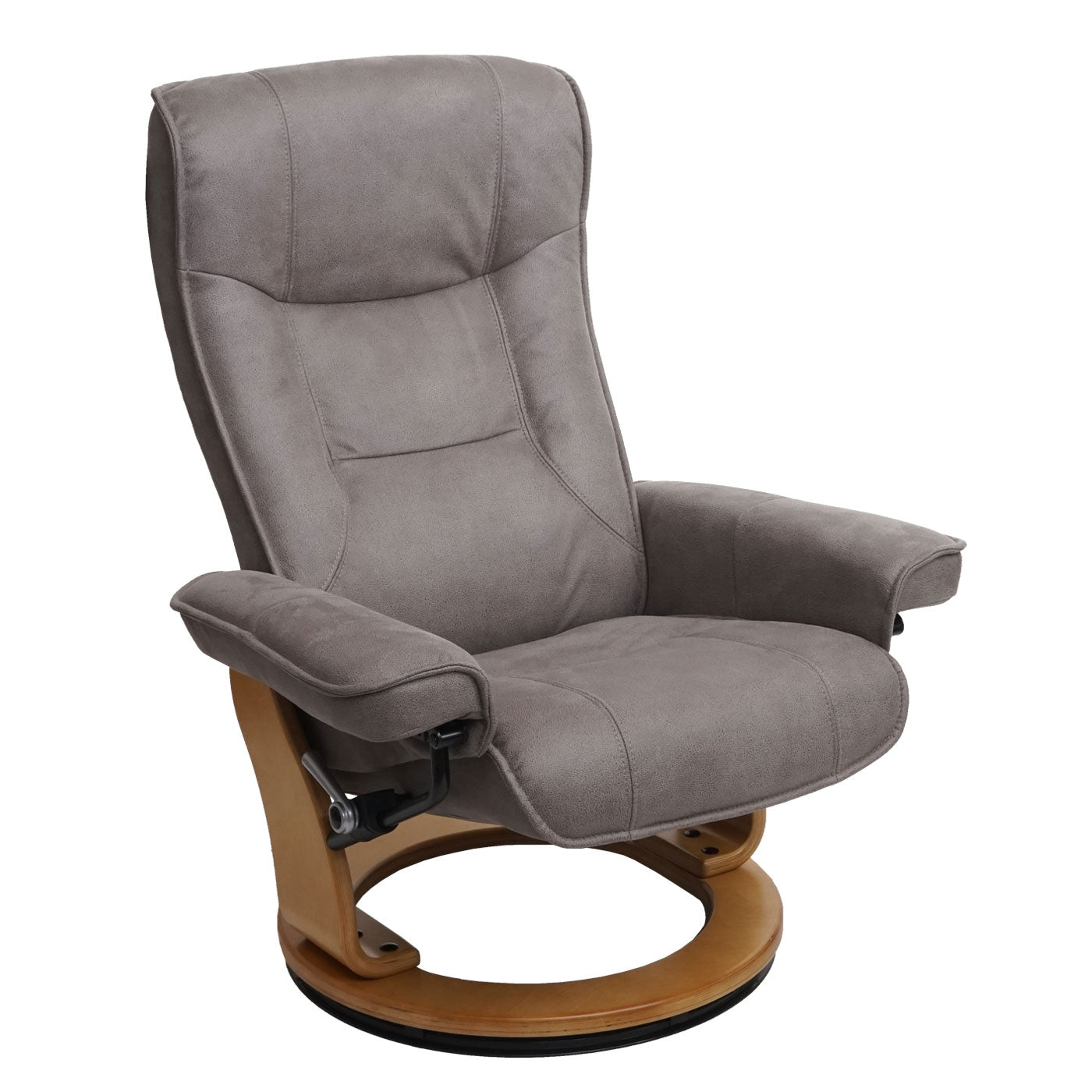 Cosmo Casa - Relaxfauteuil - Inclusief kruk - Stof/textiel - Lichtgrijs-natuurlijk bruin