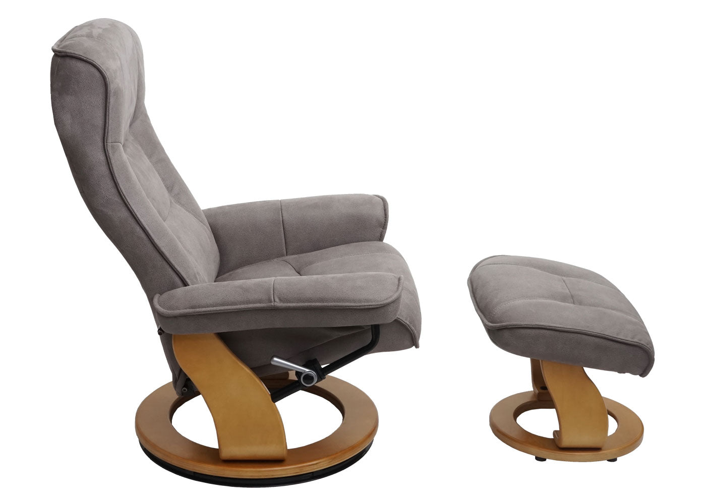 Cosmo Casa - Relaxfauteuil - Inclusief kruk - Stof/textiel - Lichtgrijs-natuurlijk bruin