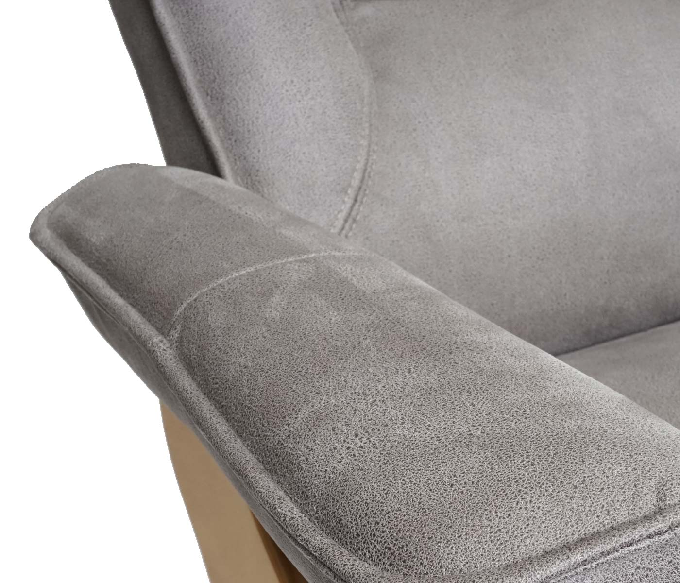 Cosmo Casa - Relaxfauteuil - Inclusief kruk - Stof/textiel - Lichtgrijs-natuurlijk bruin