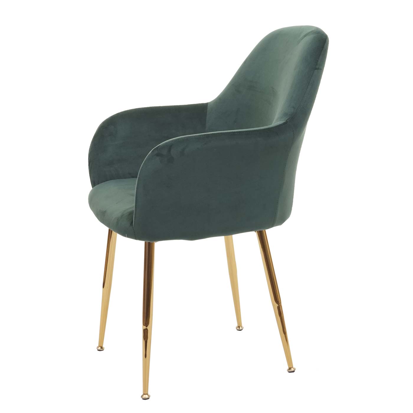 Cosmo Casa - Set van 2 Eetkamerstoelen - Retrodesign - Groen Fluweel met Gouden Poten