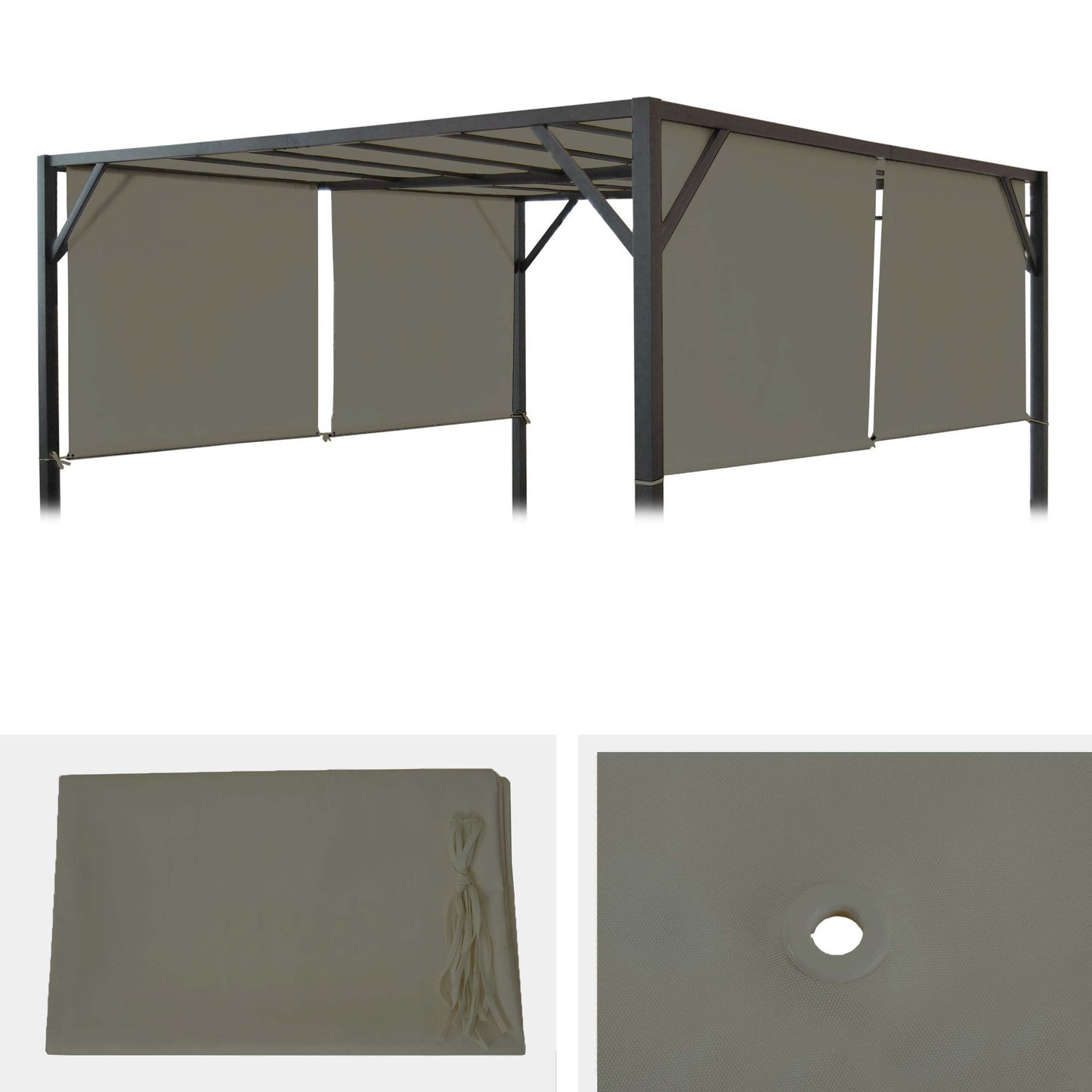 Cosmo Casa - Vervangende afdekking pergola paviljoen Baia - 3x4m - Taupe