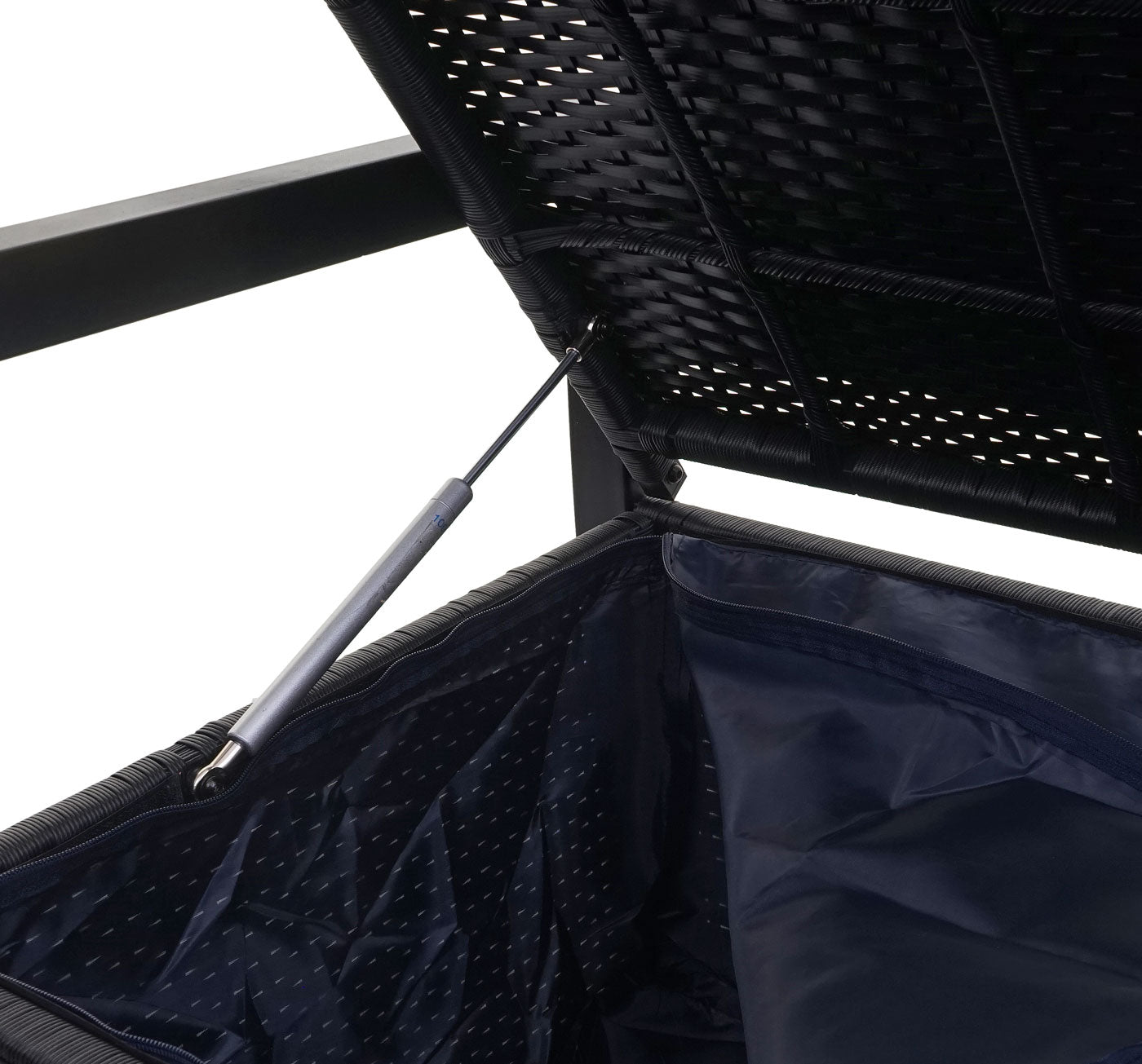 Cosmo Casa - Polyrotan 2-zitsbank - Tuinbank - Borstbank - Opbergvak - Opbergkussen - Antraciet met Beige Kussen