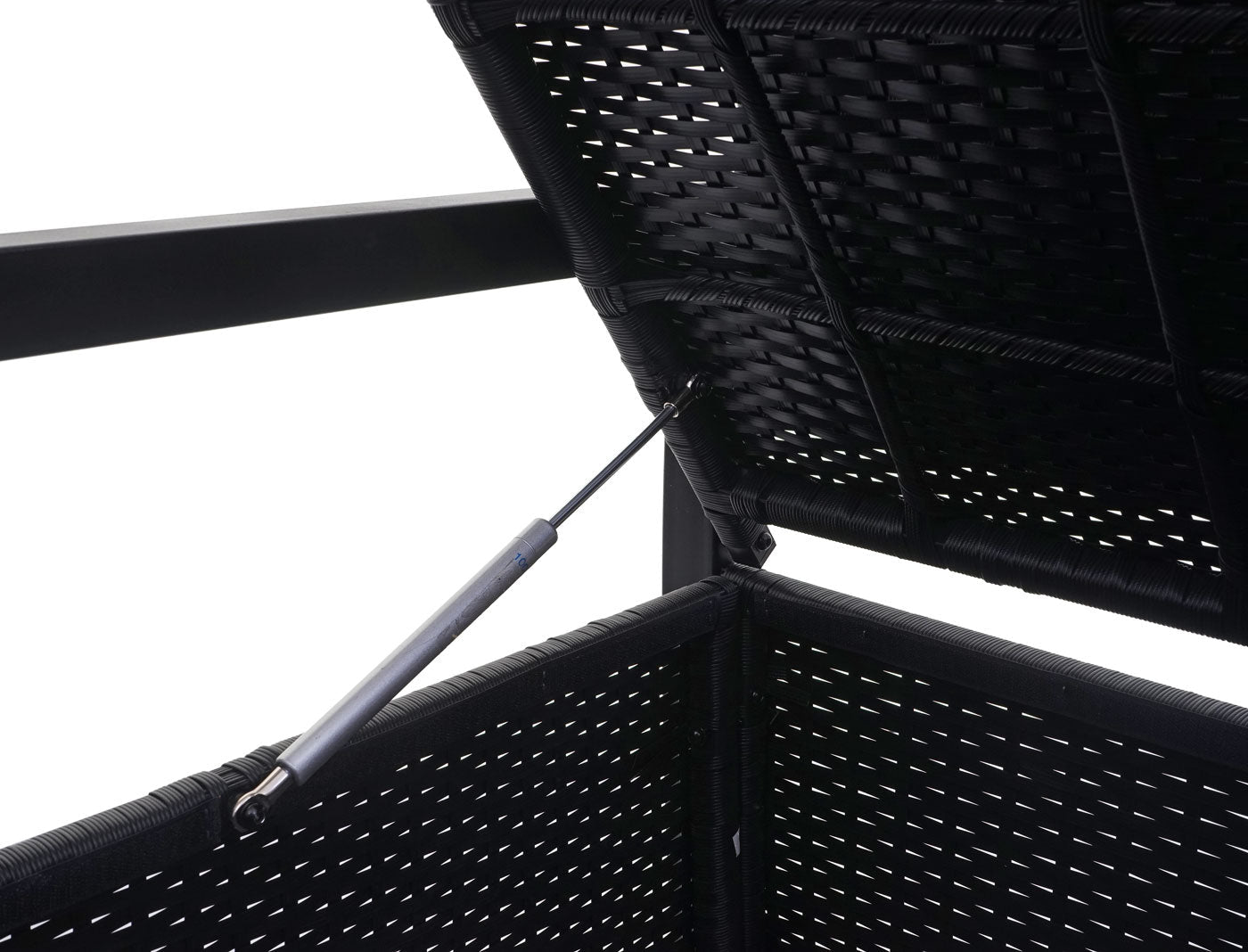 Cosmo Casa - Polyrotan 2-zitsbank - Tuinbank - Borstbank - Opbergvak - Opbergkussen - Antraciet met Zwart Kussen