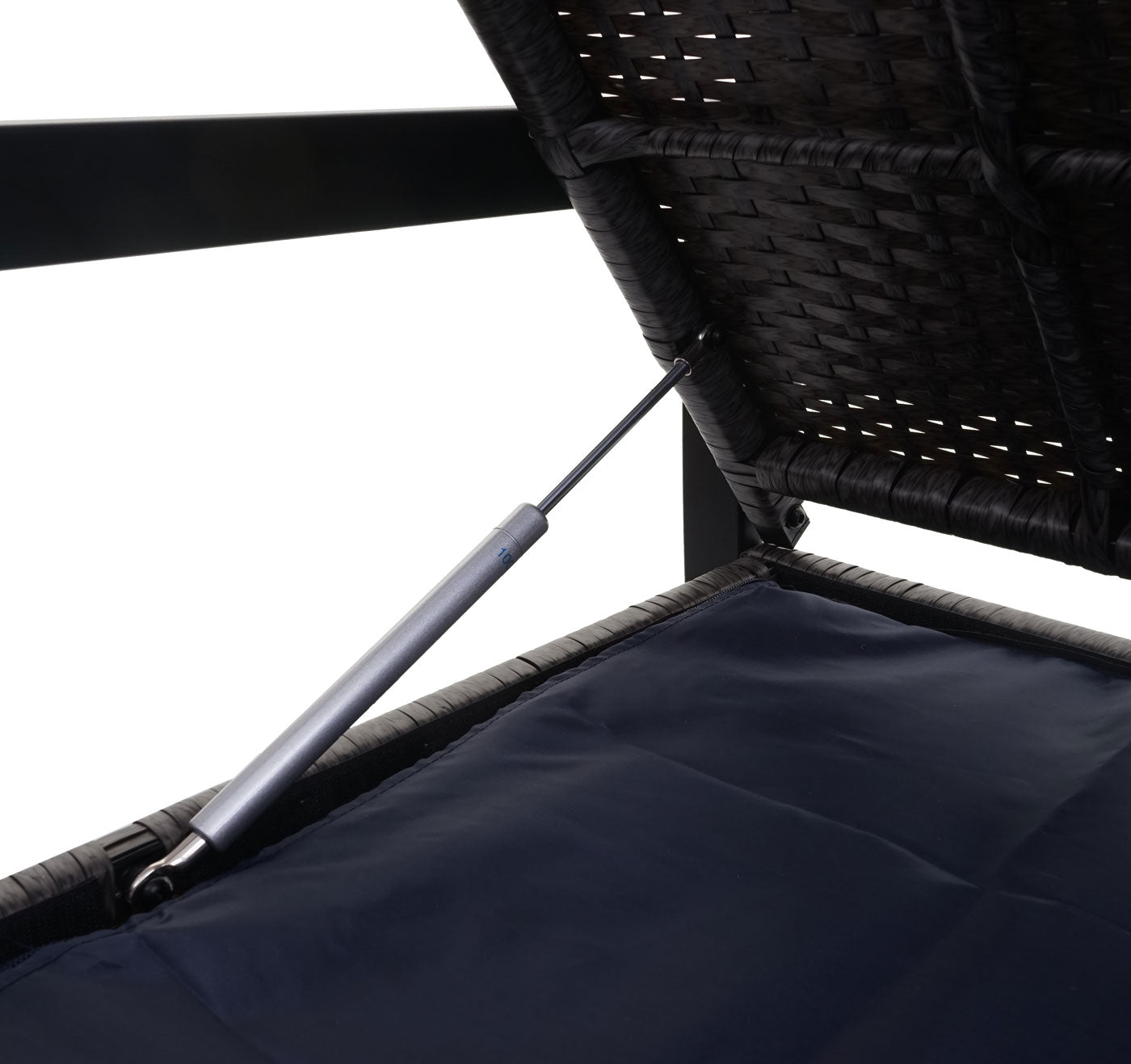 Cosmo Casa - Polyrotan 2-zitsbank - Tuinbank - Borstbank - Opbergvak - Zitkussen - Grijs met Beige Kussen