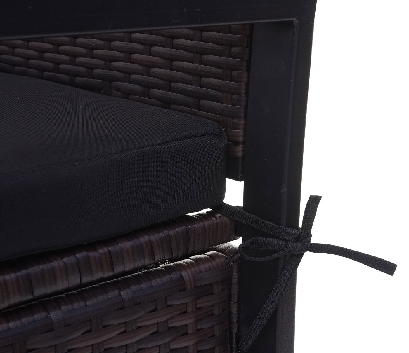 Cosmo Casa - Polyrotan 2-zitsbank - Tuinbank - Borstbank - Opbergvak - Opbergkussen - Bruin met Zwart Kussen