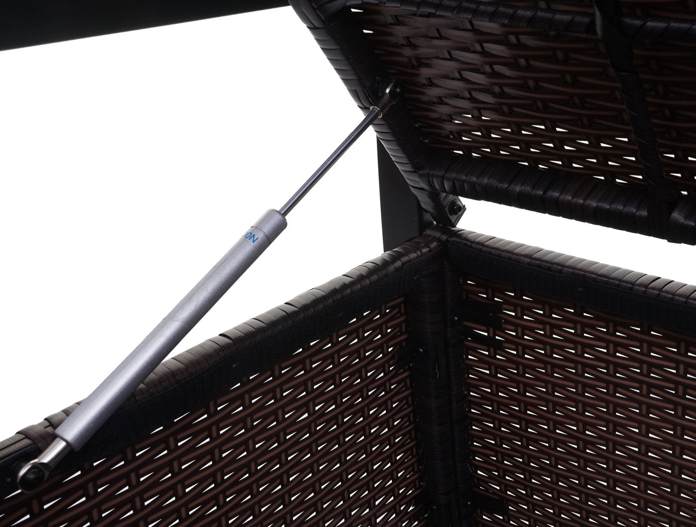 Cosmo Casa - Polyrotan 2-zitsbank - Tuinbank - Borstbank - Opbergvak - Zitkussen - Bruin met Beige Kussen