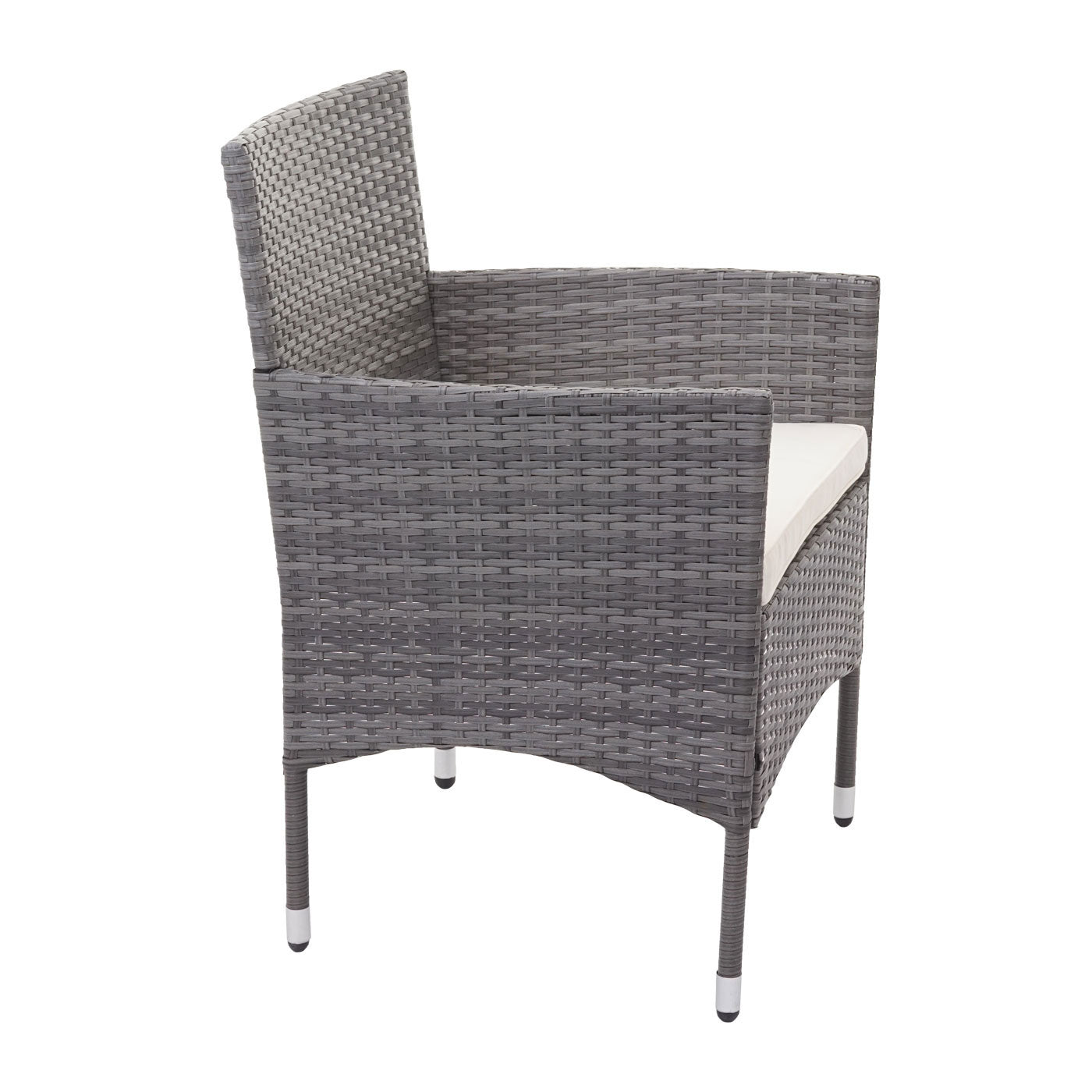 Cosmo Casa - Polyrotan Set - Balkon Tuin Loungeset Bank Zitgroep - Grijs met Crème Kussens