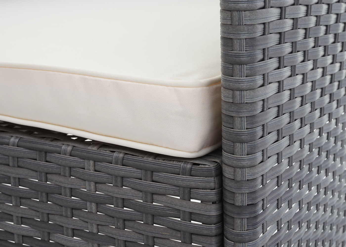 Cosmo Casa - Polyrotan Set - Balkon Tuin Loungeset Bank Zitgroep - Grijs met Crème Kussens