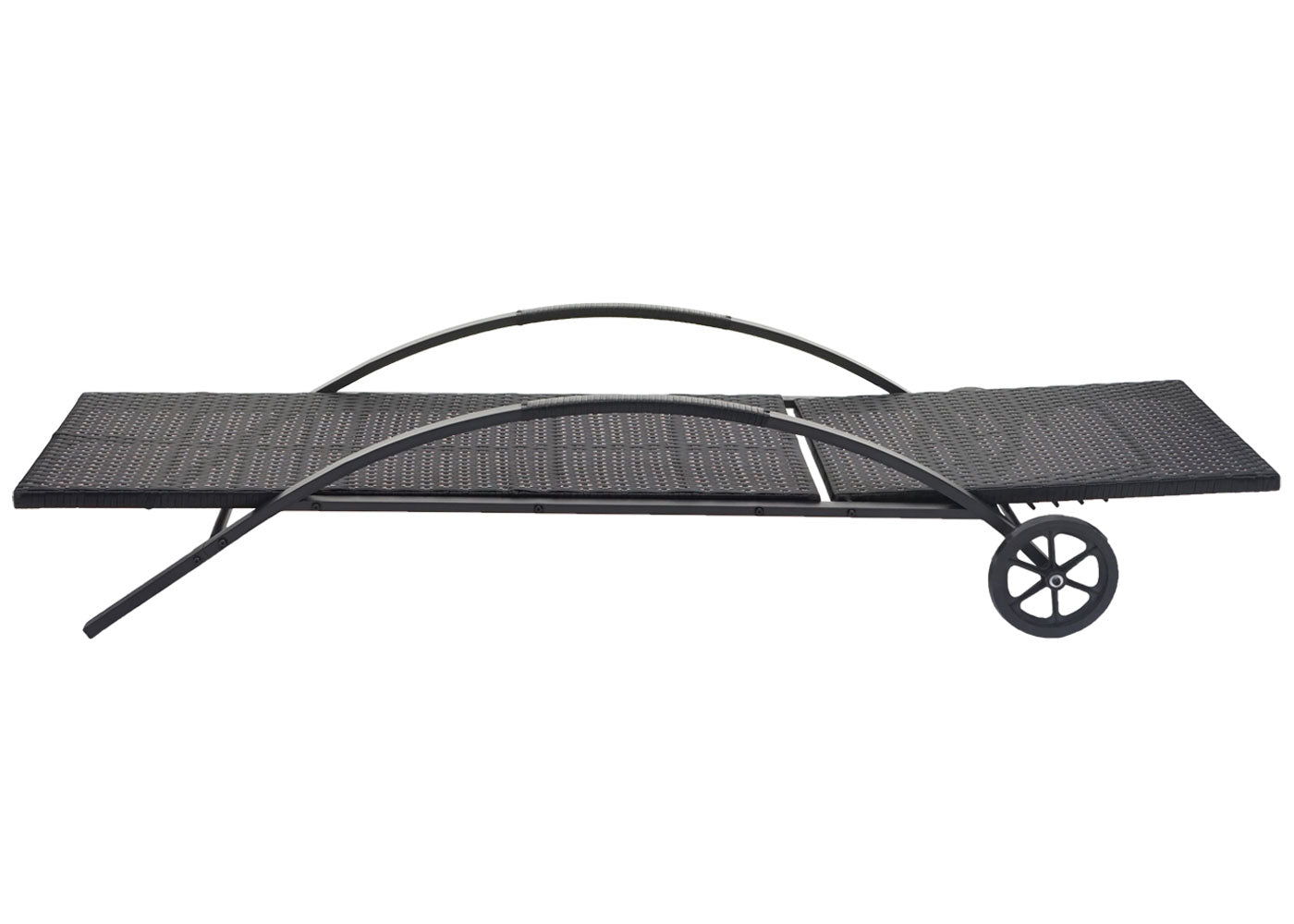 Cosmo Casa - Set van 2 Ligbedden - Relaxligstoel Tuinligstoel - Polyrotan - Zwart met Crème Beige Kussen