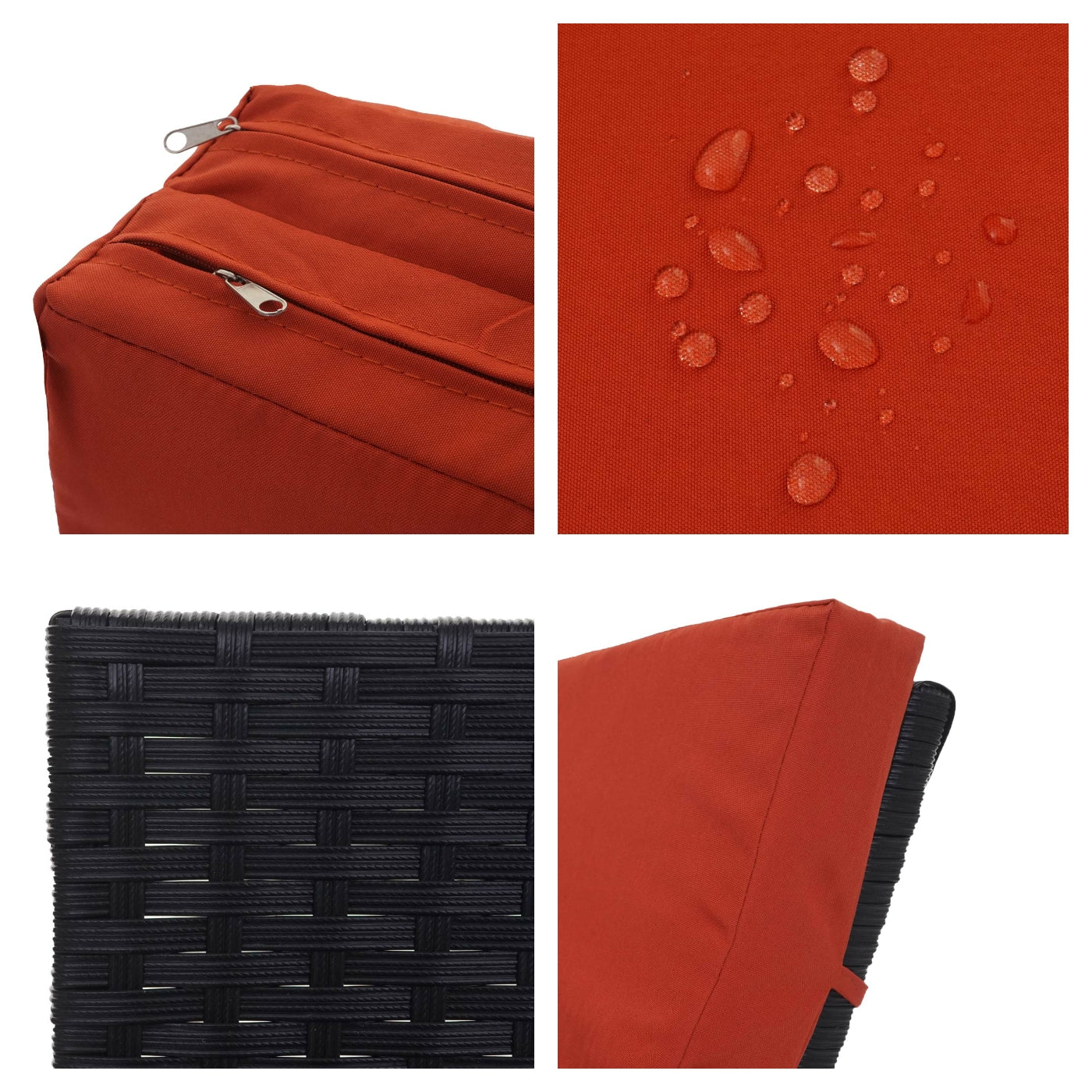 Cosmo Casa - Ligstoel - Tuinligstoel - Relaxligstoel - Polyrotan - Antraciet met Terracotta Kussen