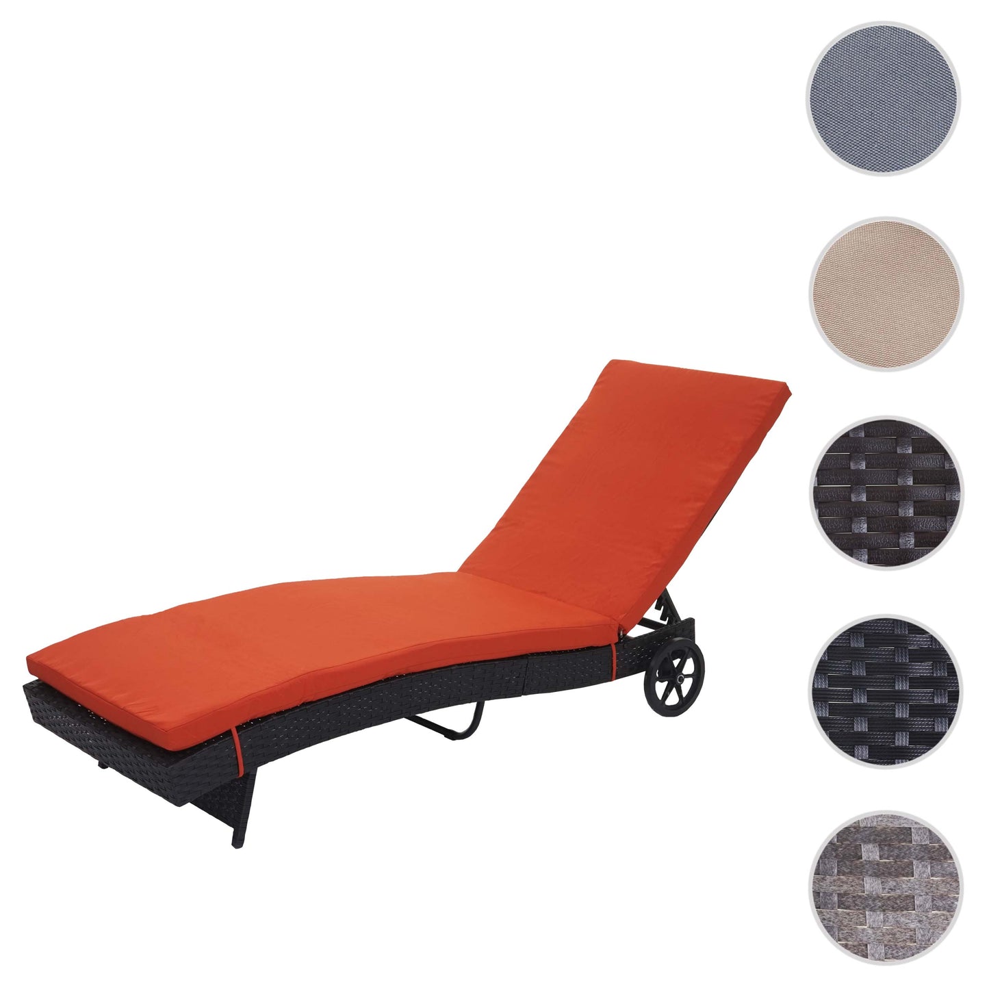 Cosmo Casa - Ligstoel - Tuinligstoel - Relaxligstoel - Polyrotan - Antraciet met Terracotta Kussen