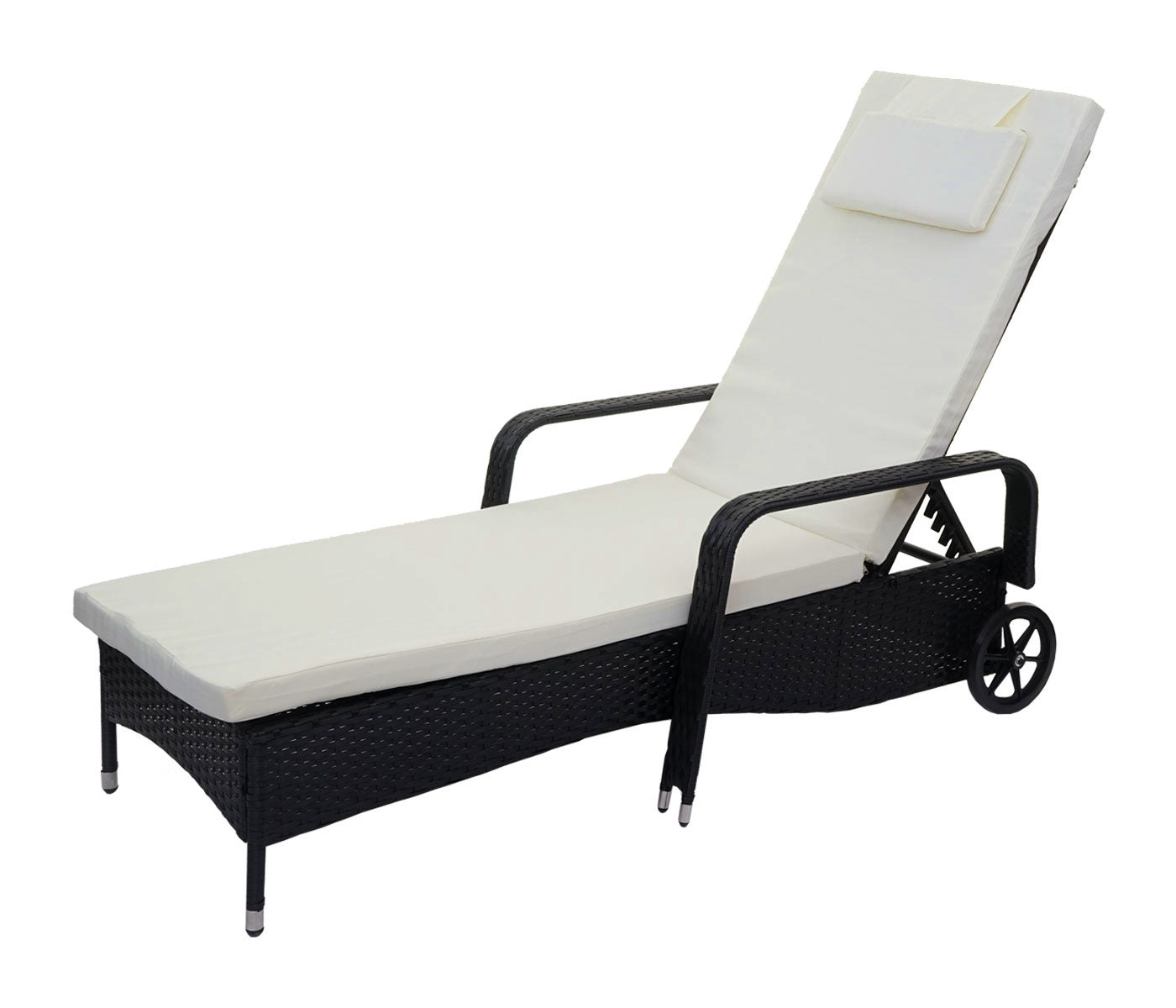 Cosmo Casa - Polyrotan Ligstoel Carrara - Relaxligstoel Tuinligstoel - Aluminium - Antraciet met Beige Kussen