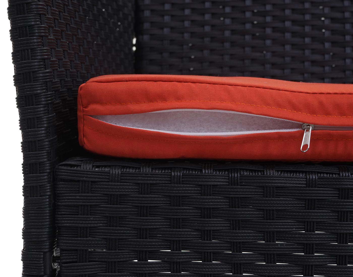 Cosmo Casa - Tuinbank - Zitbank Halden - Polyrotan - Zwart met Terracotta