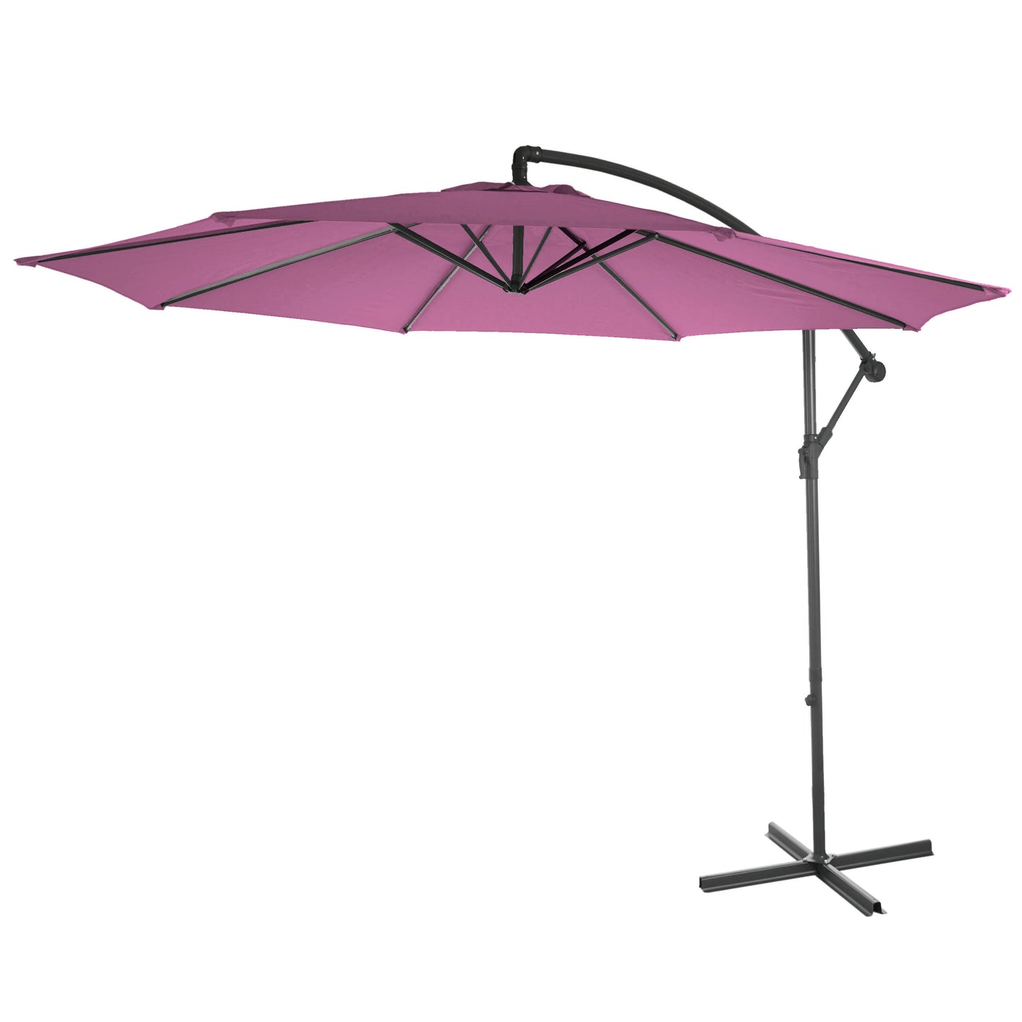 Cosmo Casa - Acerra zweefparasol - Zonwerende parasol - 3m kantelbaar - Polyester staal - 11kg - Lavendelrood zonder voet