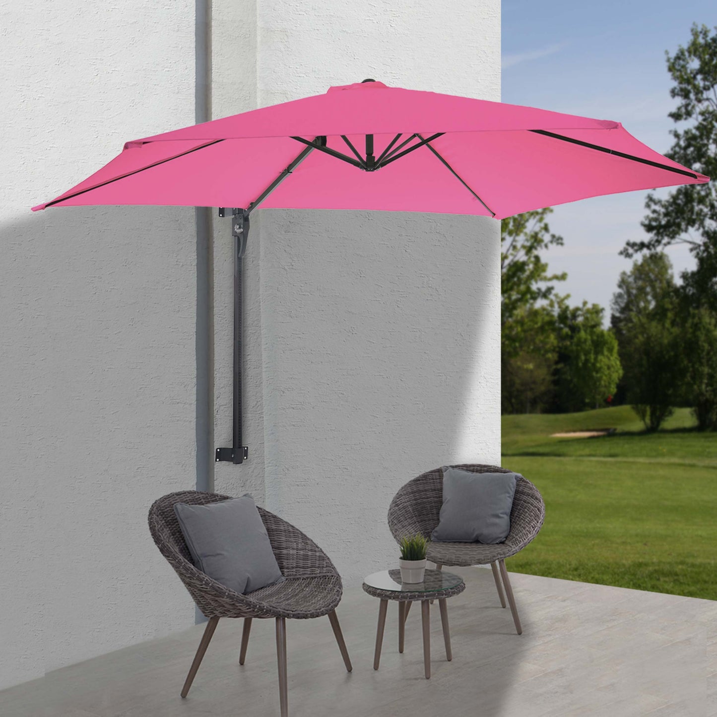 Cosmo Casa - Casoria zweefparasol - 3m kantelbaar - Polyester aluminium/staal - 9kg - Roze-rozerood