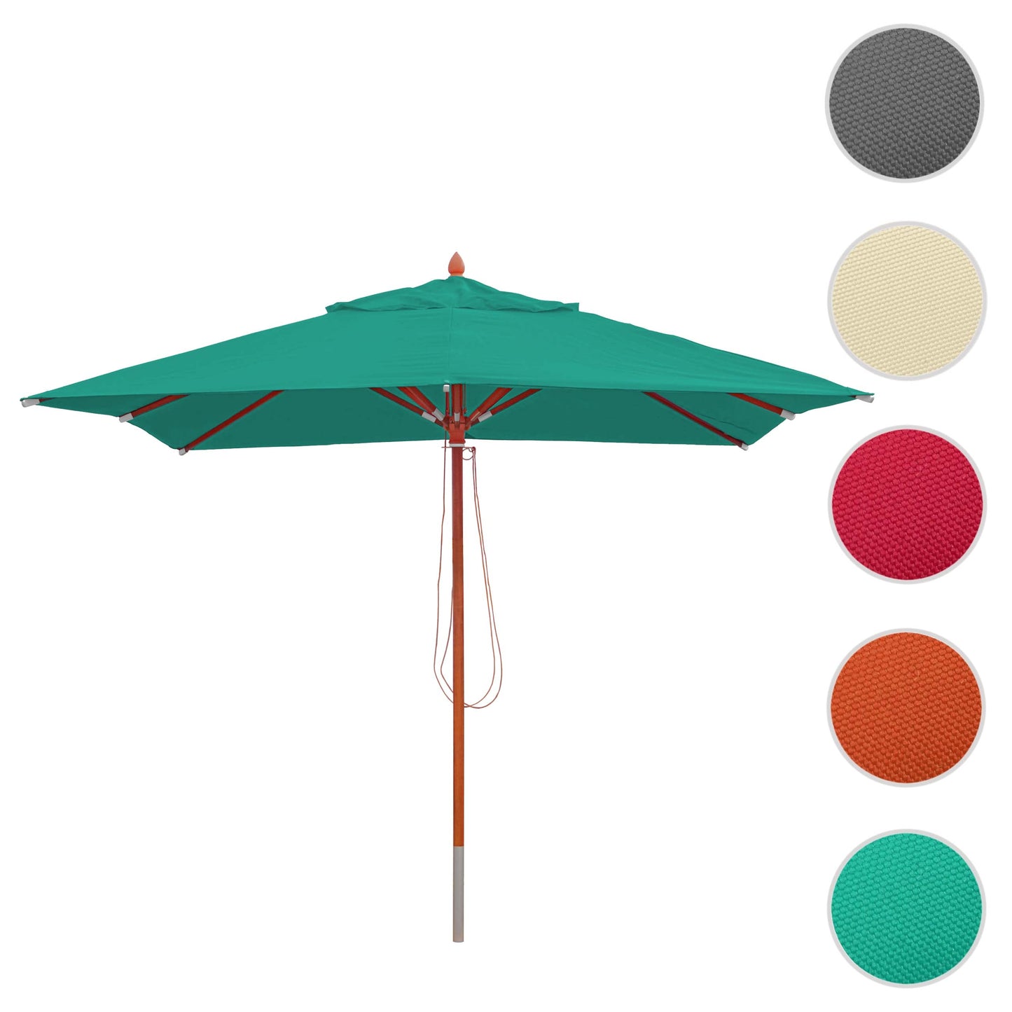 Cosmo Casa - Tuinparasol - Horeca Parasol Vierkant - Polyester en Hout - Blauwgroen
